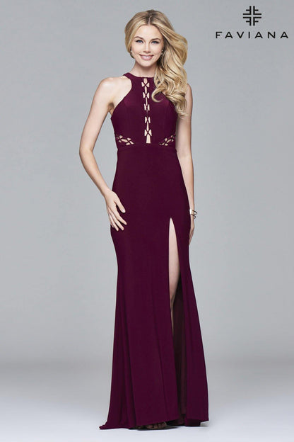 Faviana 7909 Long Formal Jersey Dress - The Dress Outlet Faviana
