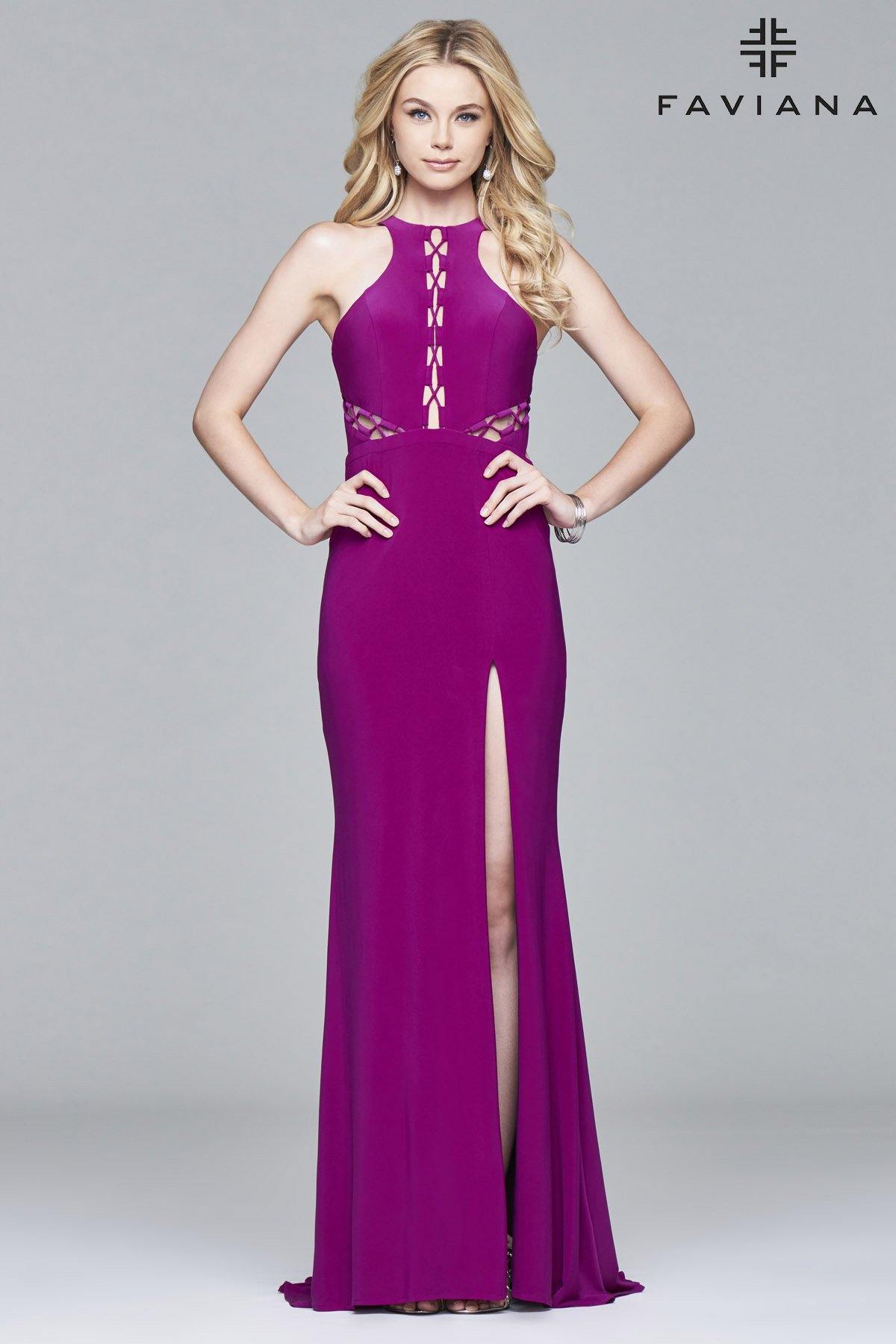 Faviana 7909 Long Formal Jersey Dress - The Dress Outlet Faviana