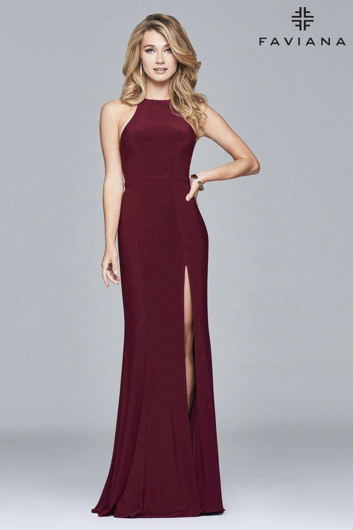 Faviana 7976 Long Fitted Jersey Gown - The Dress Outlet Faviana