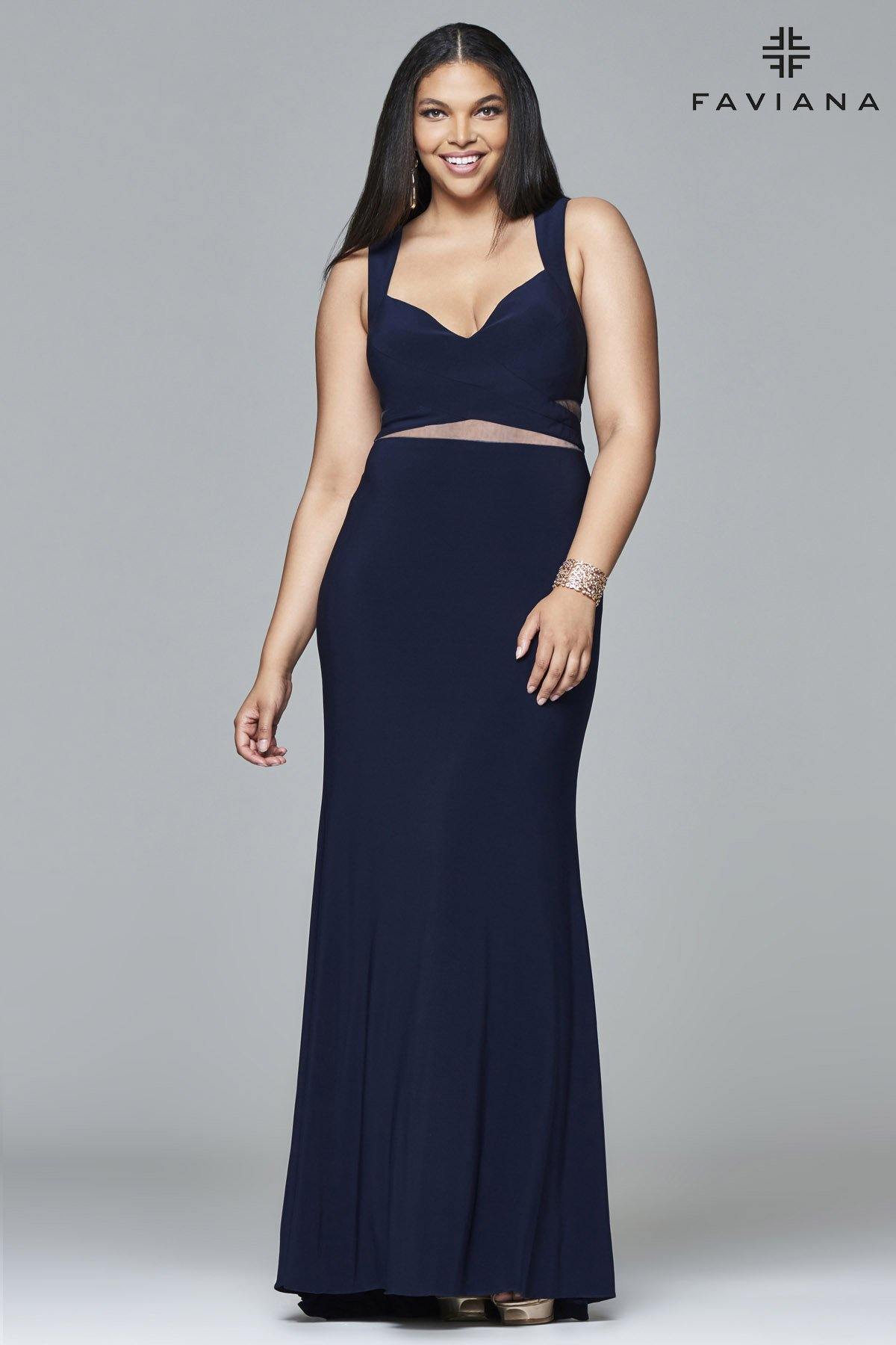 Faviana 9399 Sleek Long Plus Size Formal Dress - The Dress Outlet Faviana