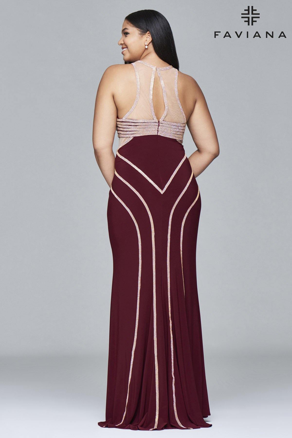 Faviana 9403 Sexy Dress Fitted Plus Size Long Gown - The Dress Outlet Faviana