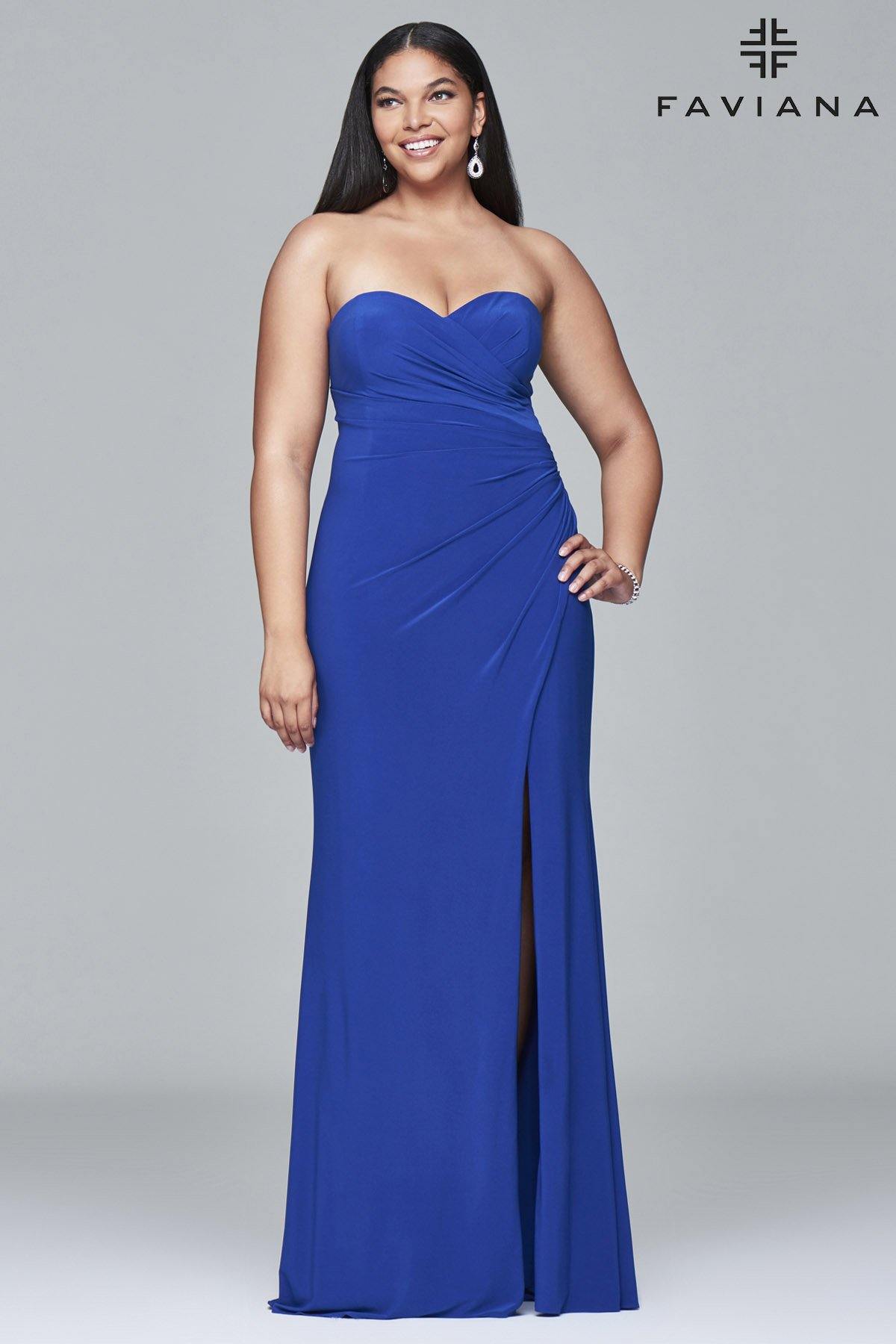 Faviana 9413 Long Strapless Plus Size Formal Dress - The Dress Outlet Faviana