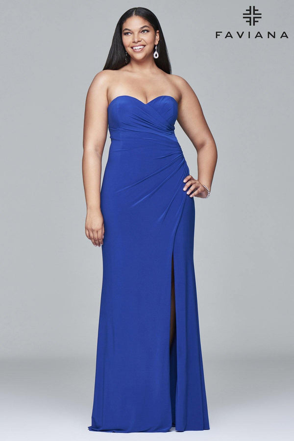 Faviana 9413 Long Strapless Plus Size Formal Dress