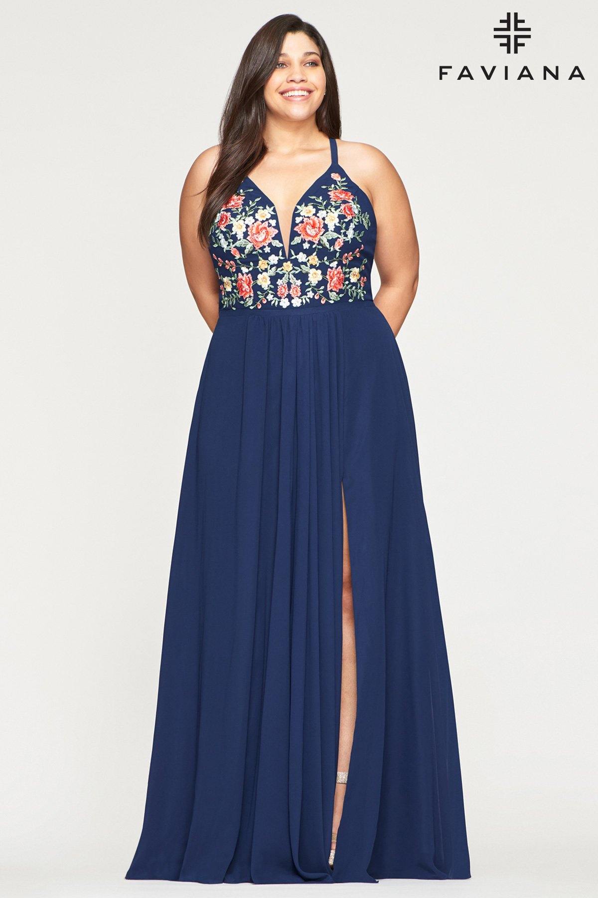 Faviana 9435 Long Formal Halter Plus Size Prom Gown - The Dress Outlet Faviana