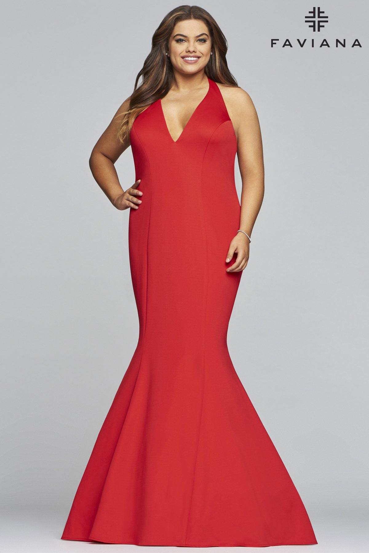 Faviana 9454 Long Fitted Jersey Evening Dress - The Dress Outlet Faviana