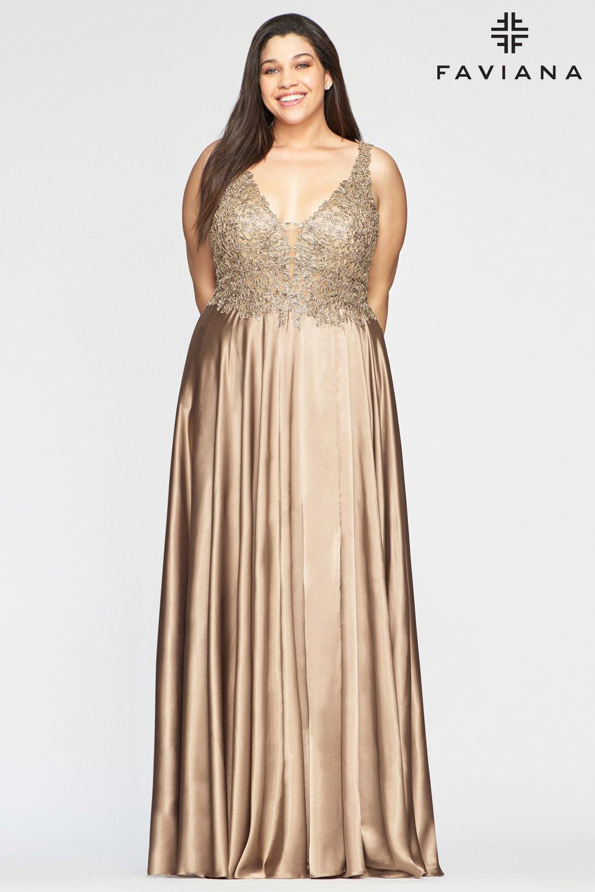 Faviana 9494 Long Sleeveless Plus Size Prom Dress - The Dress Outlet Faviana