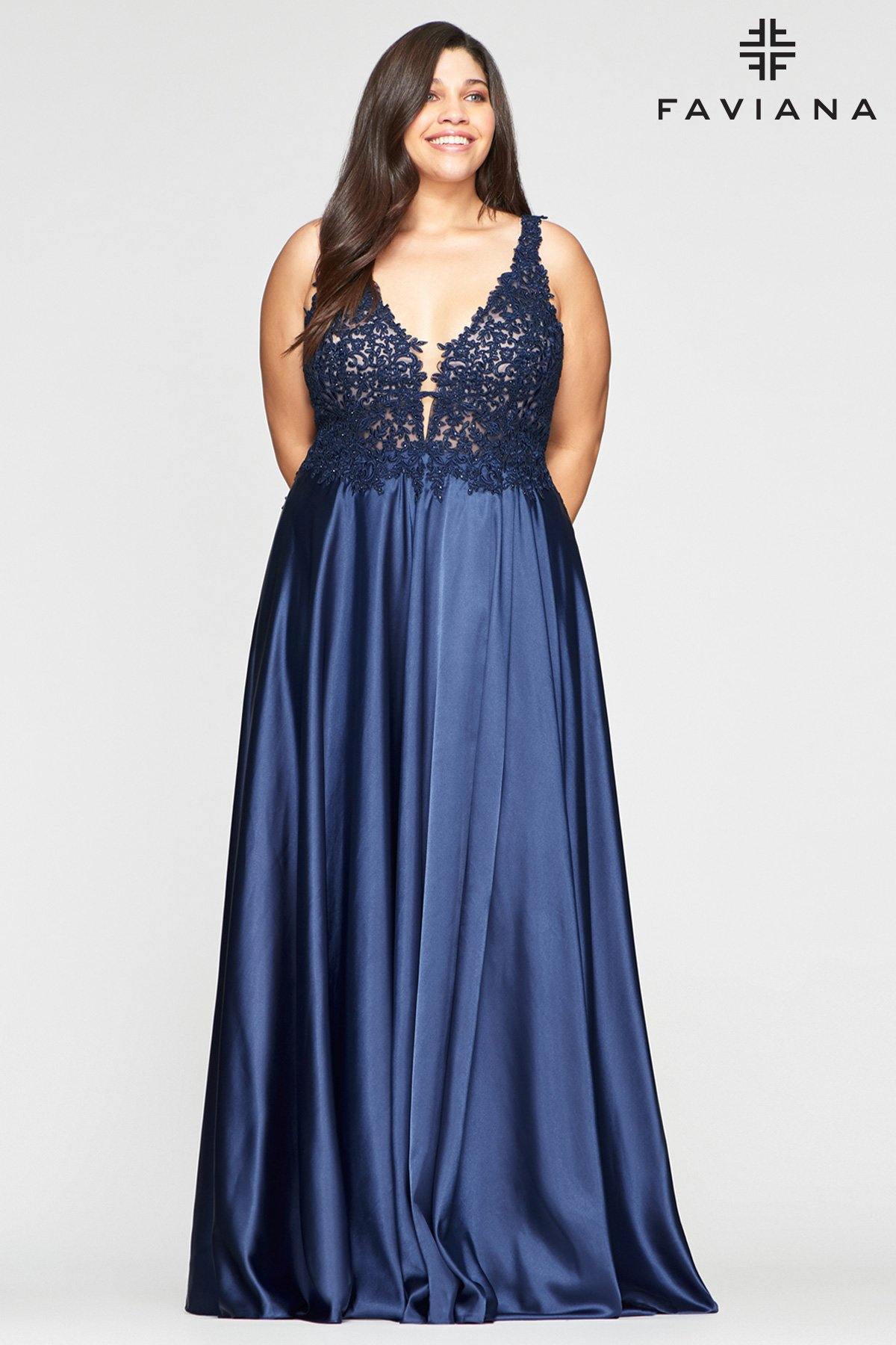 Faviana 9494 Long Sleeveless Plus Size Prom Dress - The Dress Outlet Faviana