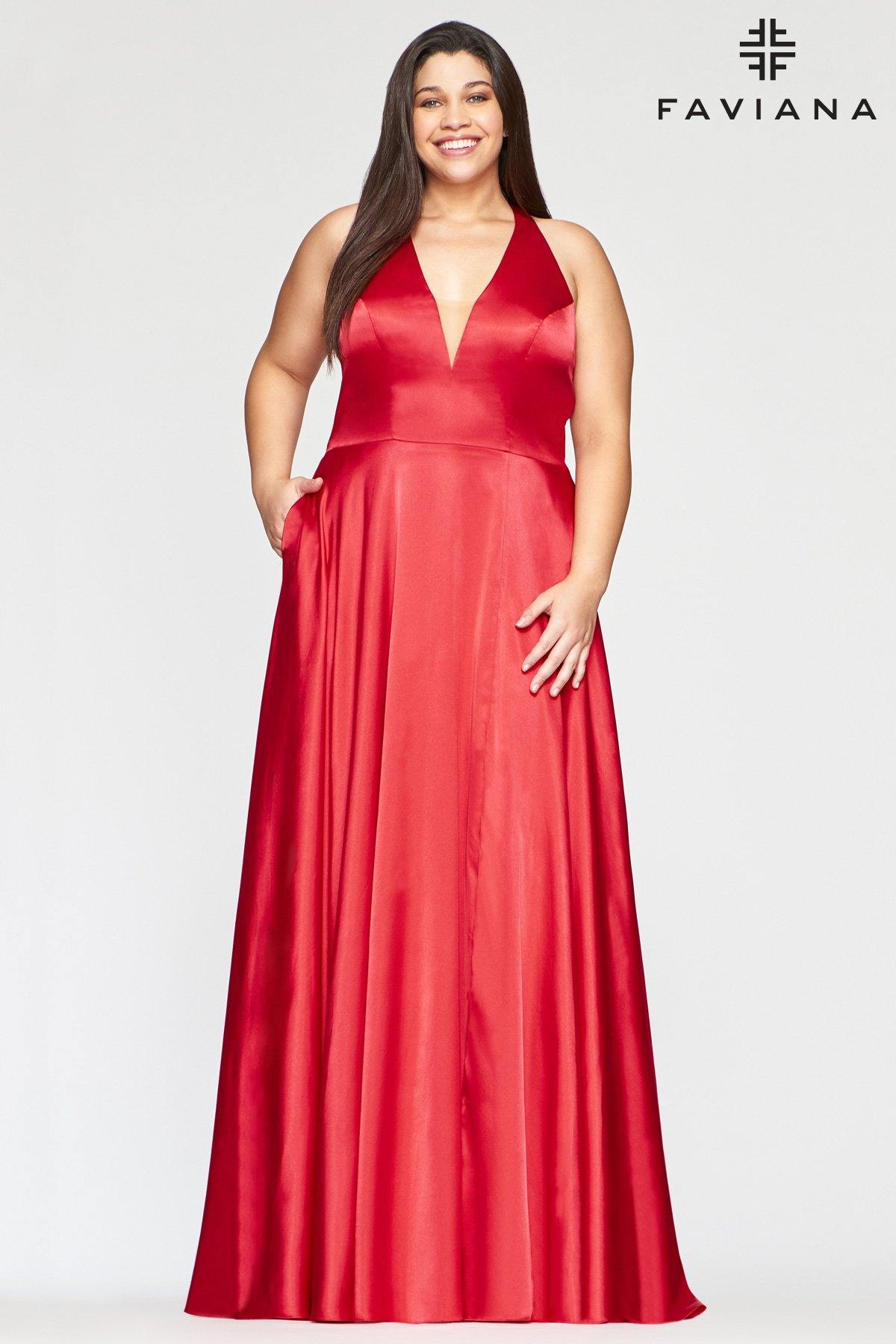 Faviana 9495 Long Formal Halter Plus Size Prom Gown - The Dress Outlet Faviana