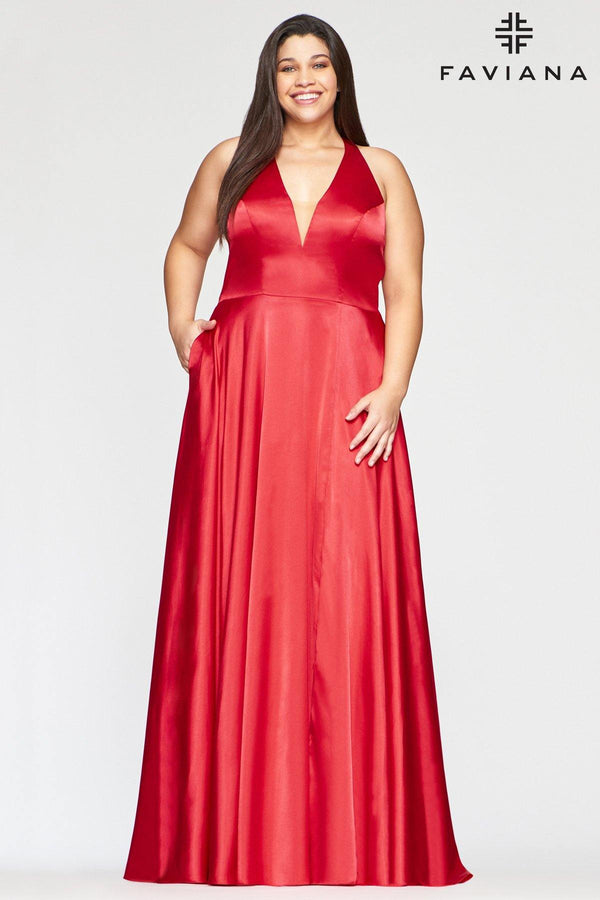 Faviana 9495 Long Formal Halter Plus Size Prom Gown