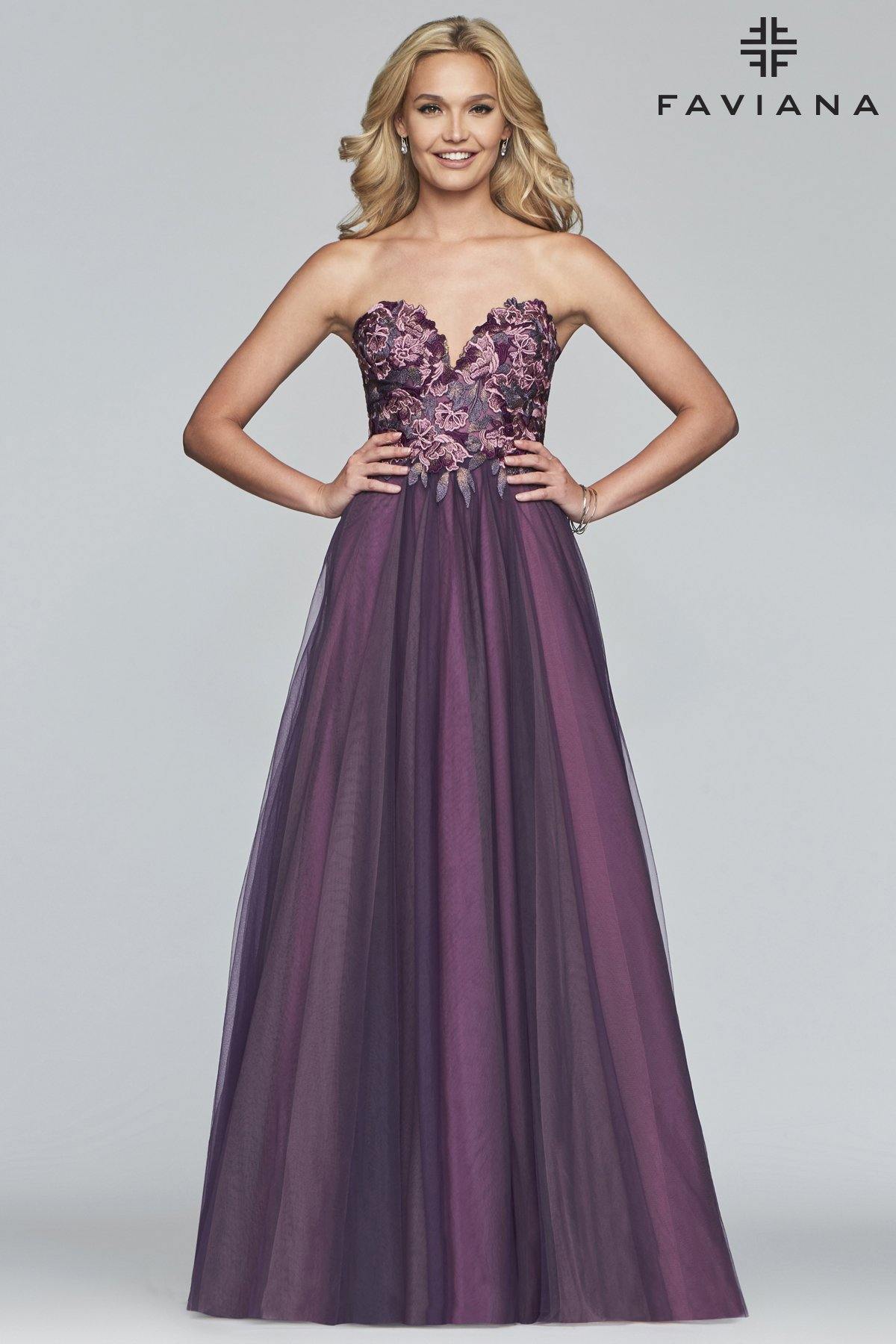 Faviana S10023 Strapless Long Gown - The Dress Outlet Faviana