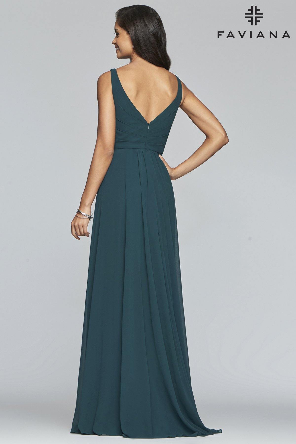 Faviana S10177 Long V Neck Formal Dress - The Dress Outlet Faviana