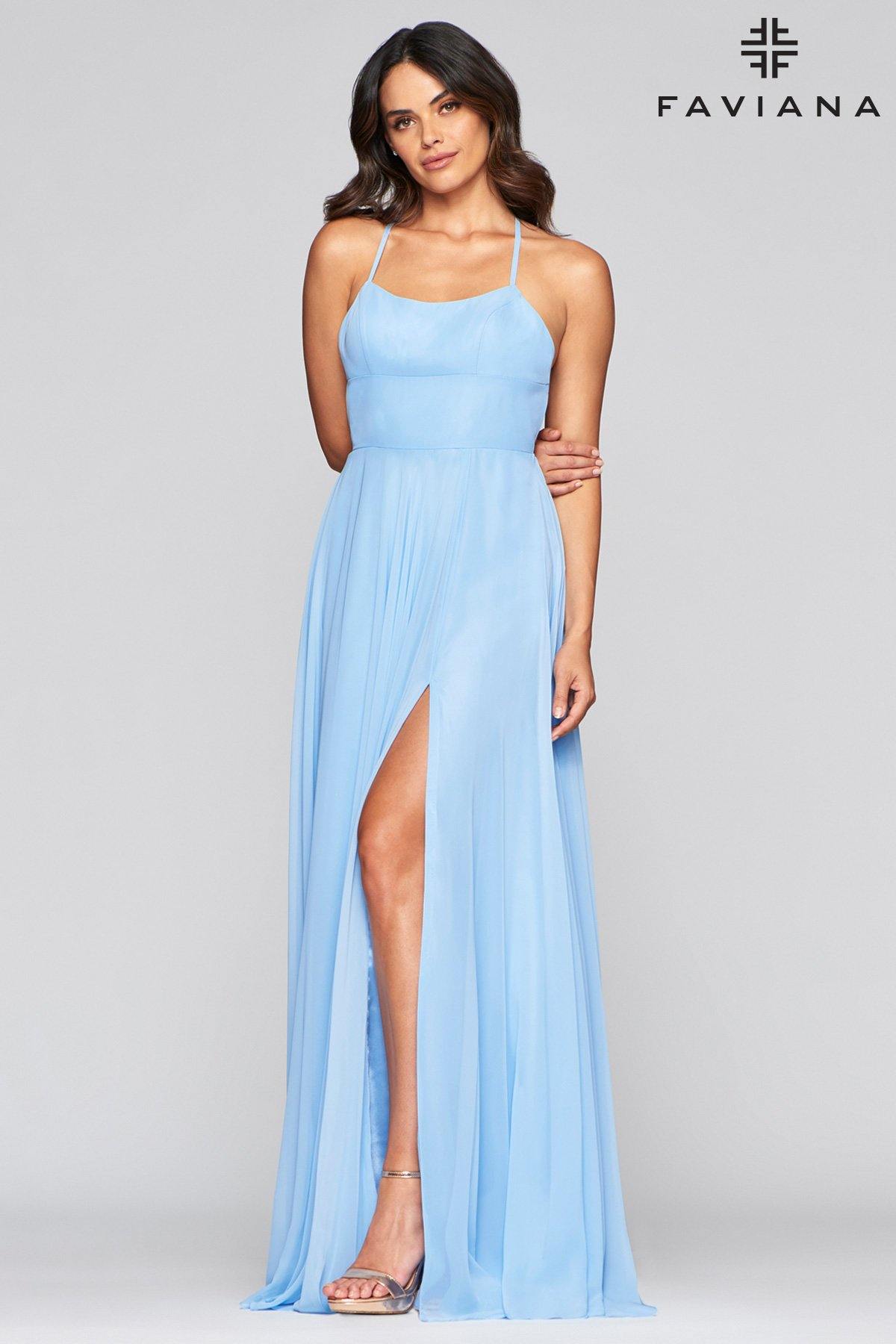 Faviana S10233 Long Bridesmaids Halter Prom Dress - The Dress Outlet Faviana