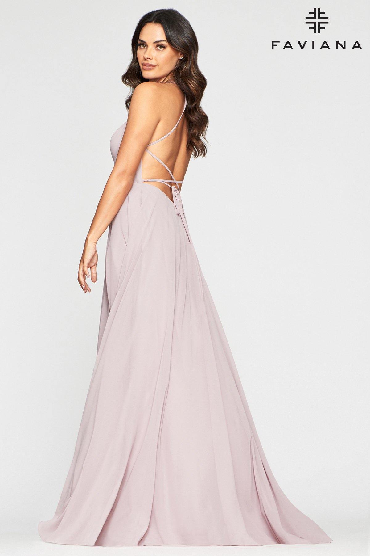 Faviana S10233 Long Bridesmaids Halter Prom Dress - The Dress Outlet Faviana