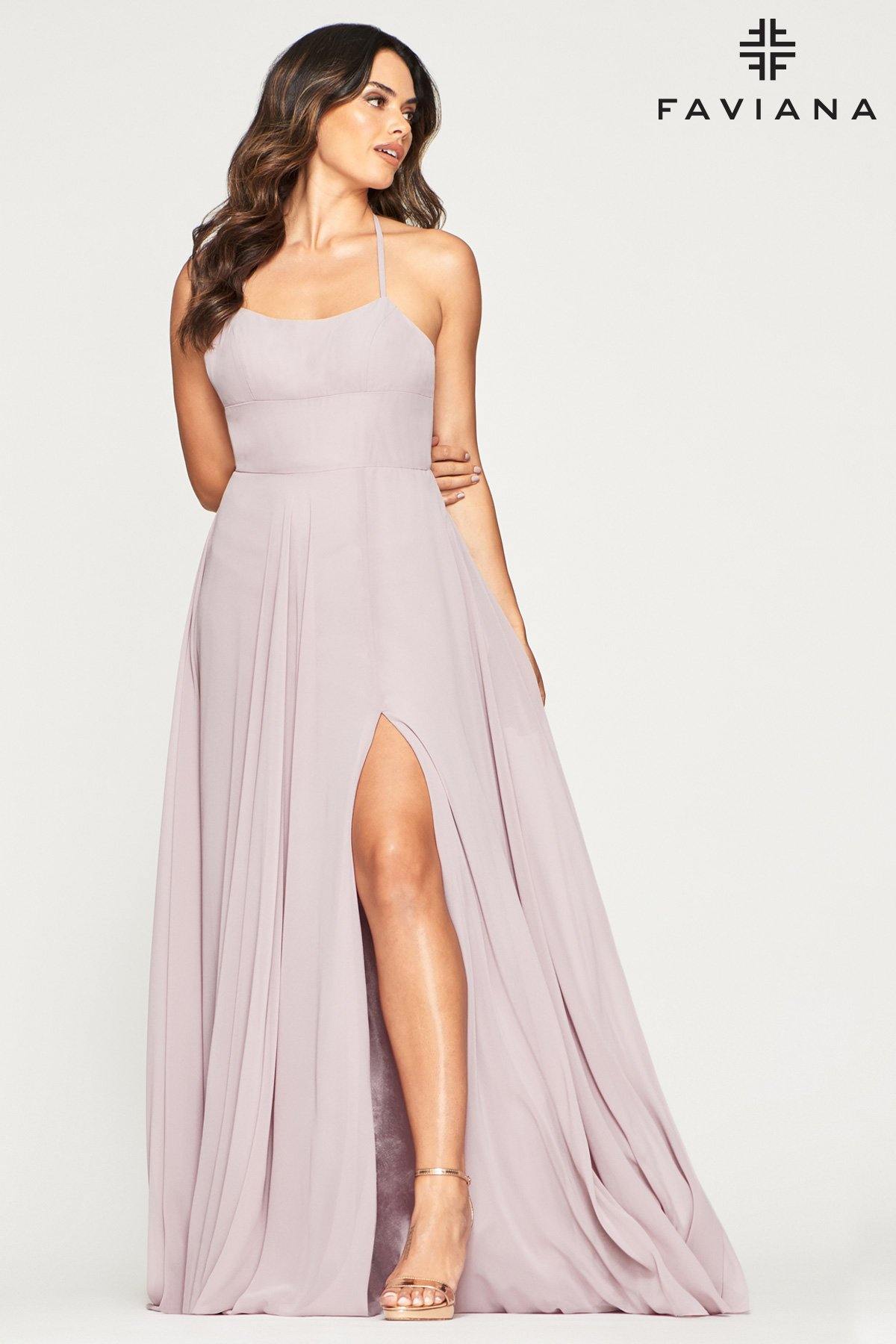 Faviana S10233 Long Bridesmaids Halter Prom Dress - The Dress Outlet Faviana