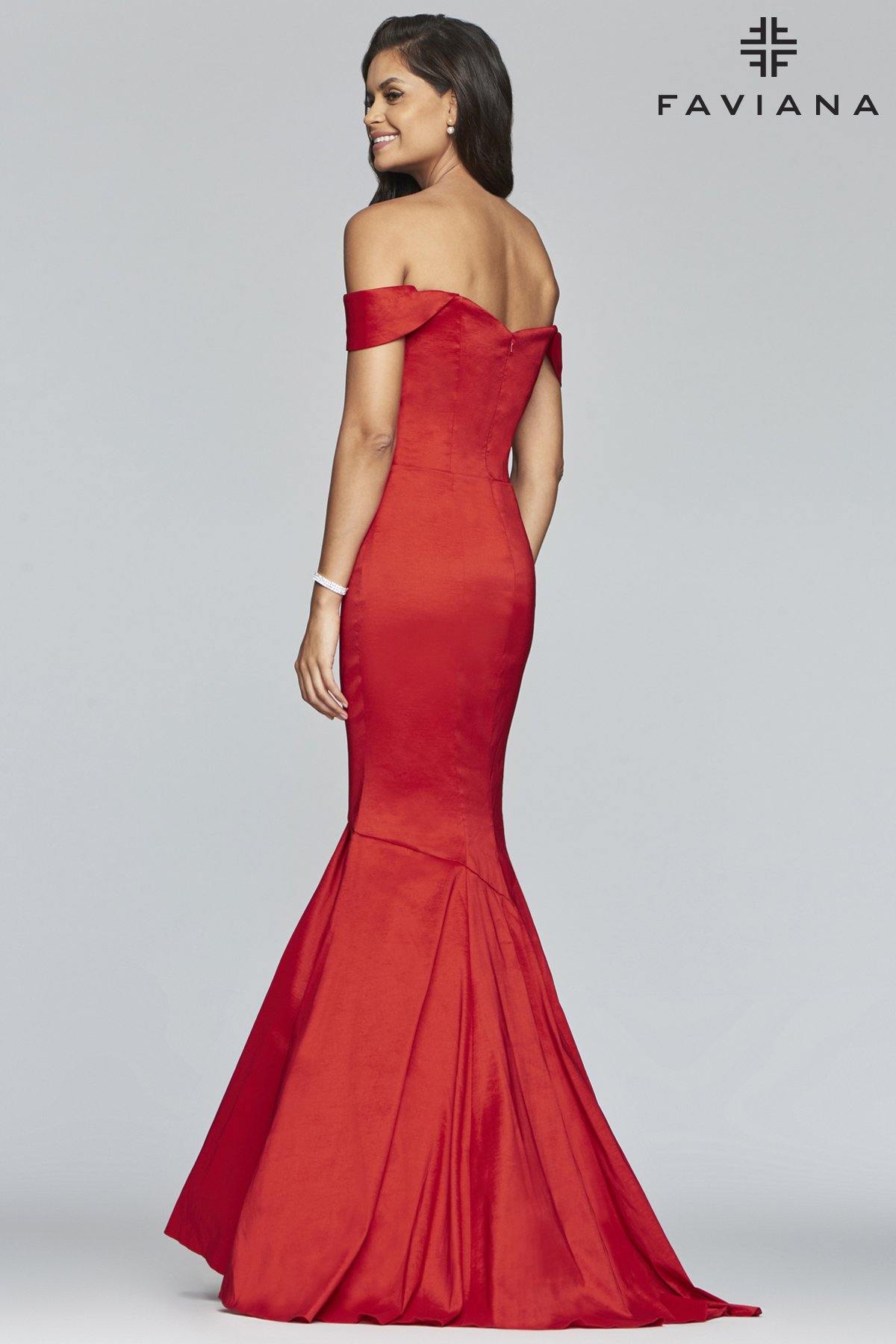 Faviana S10241 Long Mermaid Dress Plunging V-Neck - The Dress Outlet Faviana