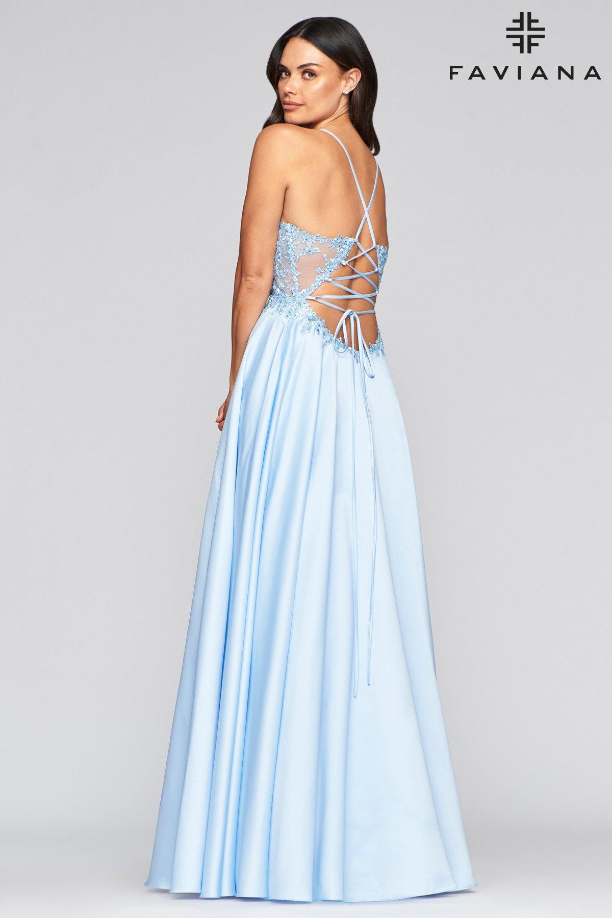 Faviana S10253 Long Formal Satin Prom Ball Gown - The Dress Outlet Faviana