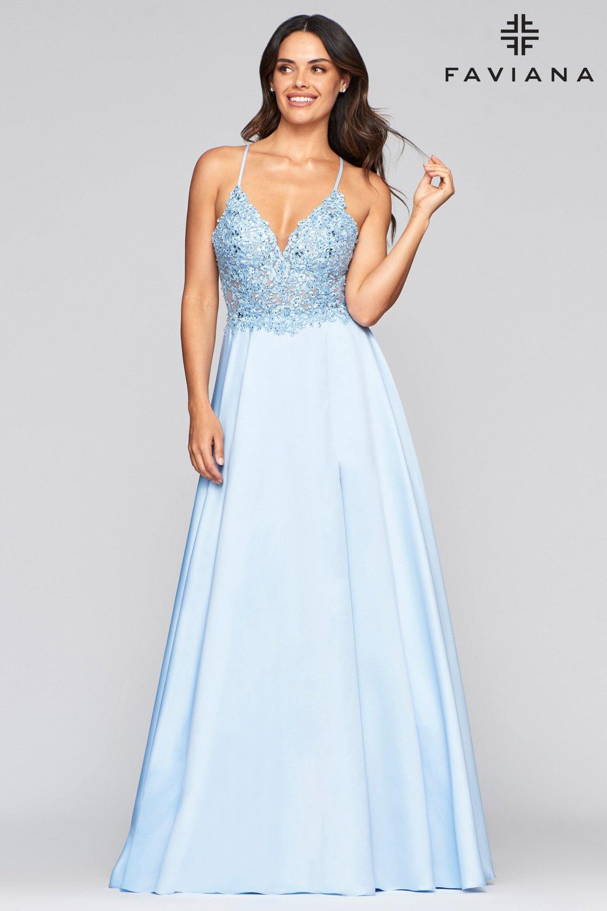 Faviana S10253 Long Formal Satin Prom Ball Gown - The Dress Outlet Faviana