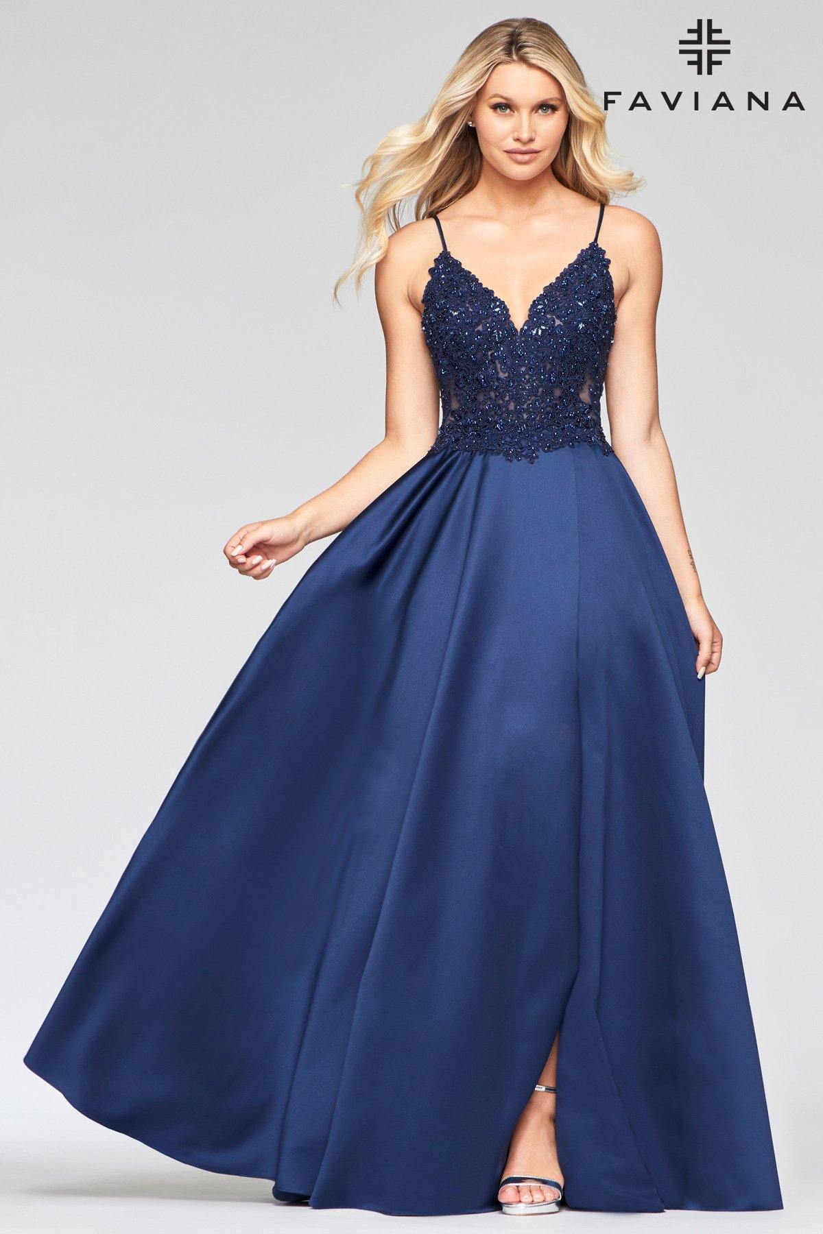 Faviana S10253 Long Formal Satin Prom Ball Gown - The Dress Outlet Faviana