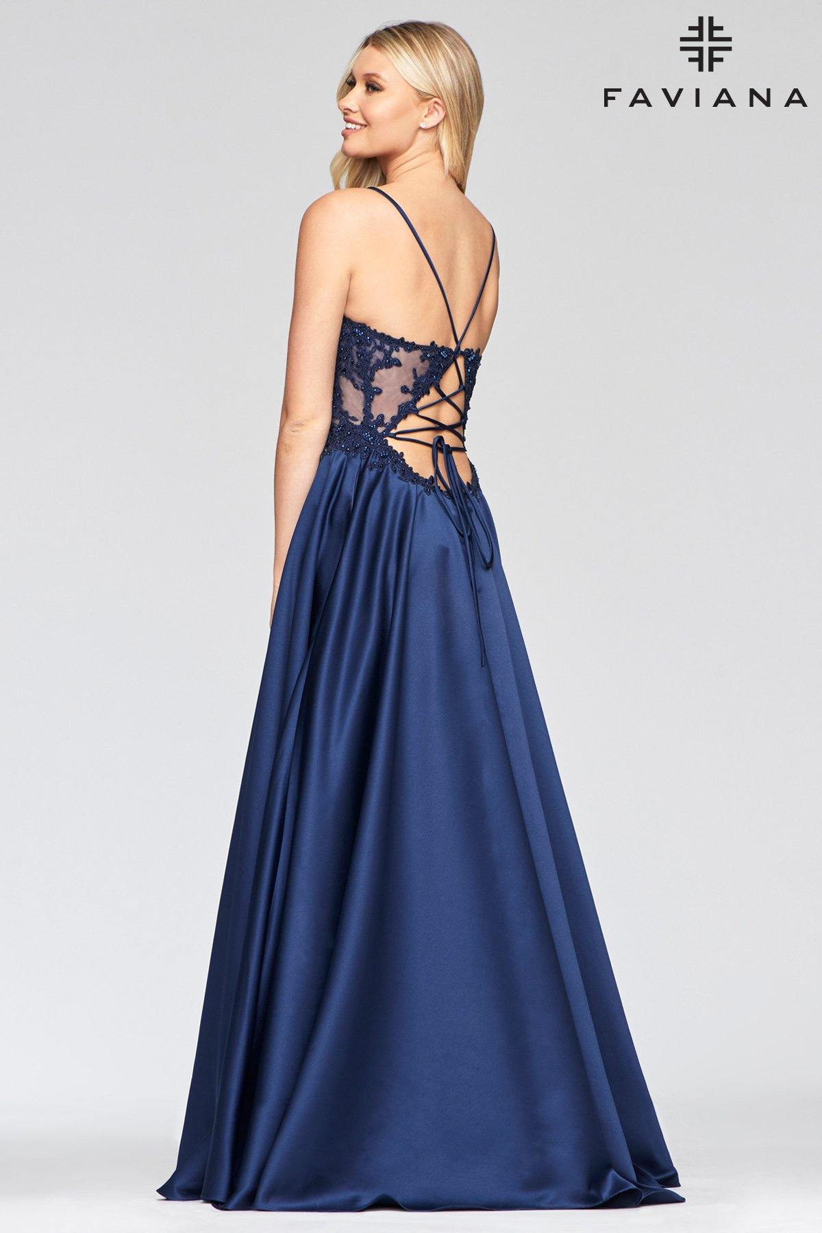 Faviana S10253 Long Formal Satin Prom Ball Gown - The Dress Outlet Faviana