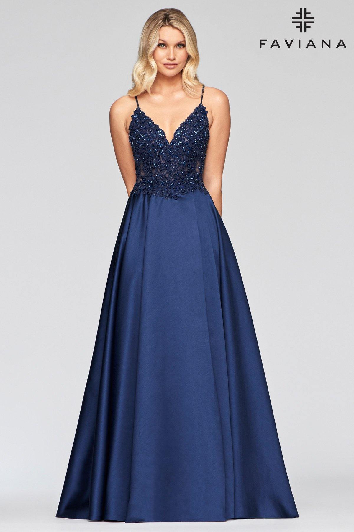 Faviana S10253 Long Formal Satin Prom Ball Gown - The Dress Outlet Faviana