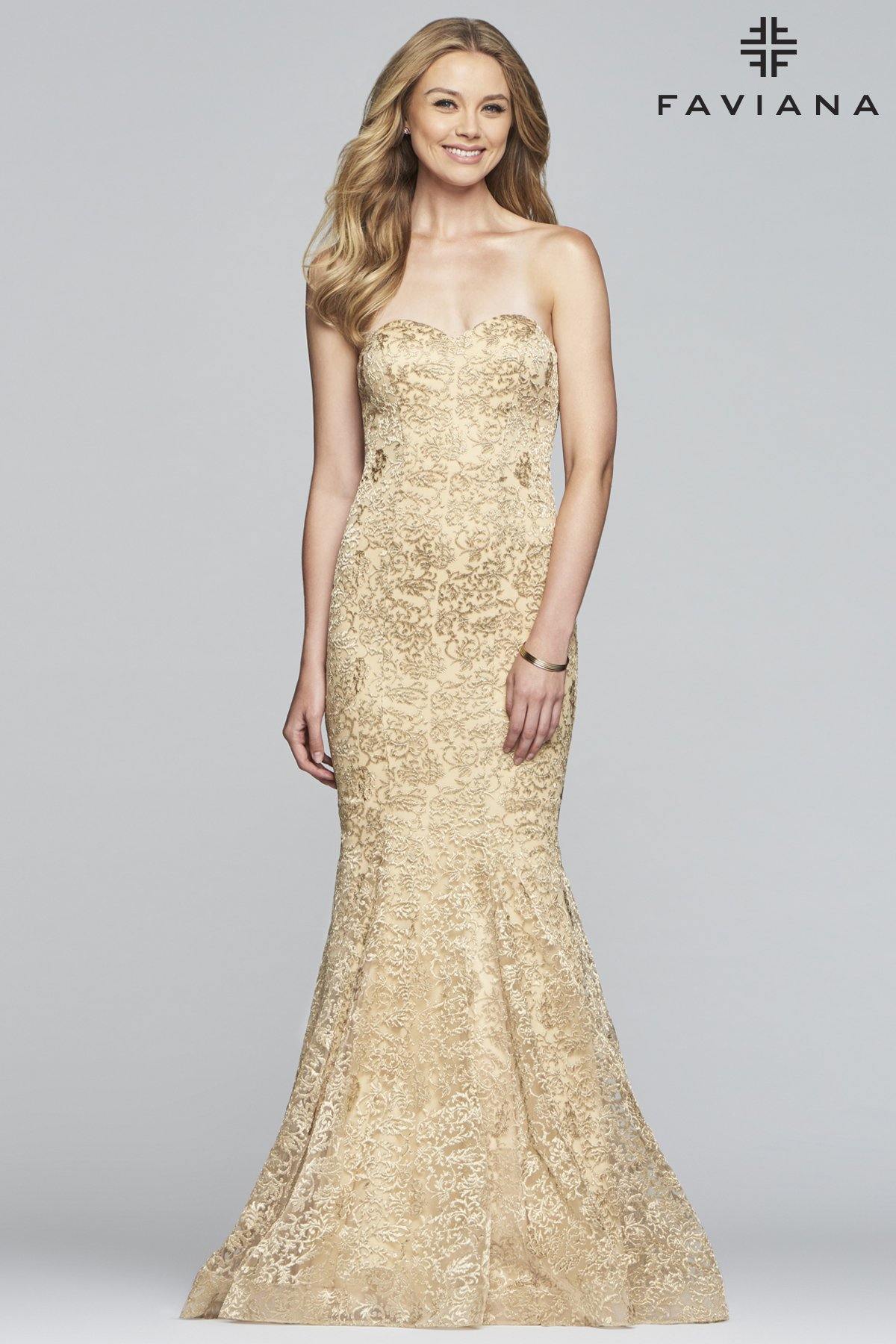 Faviana S10305 Long Sweetheart Neckline Formal Dress - The Dress Outlet Faviana