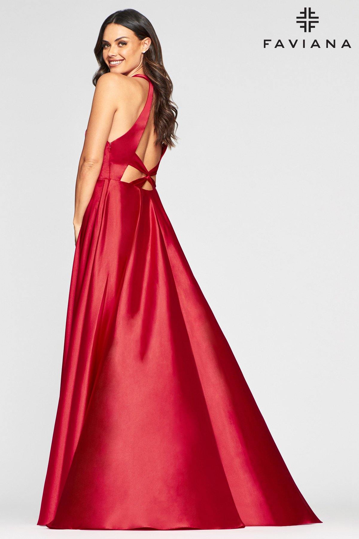 Faviana S10403 Long Bridesmaids Halter Prom Dress - The Dress Outlet Faviana