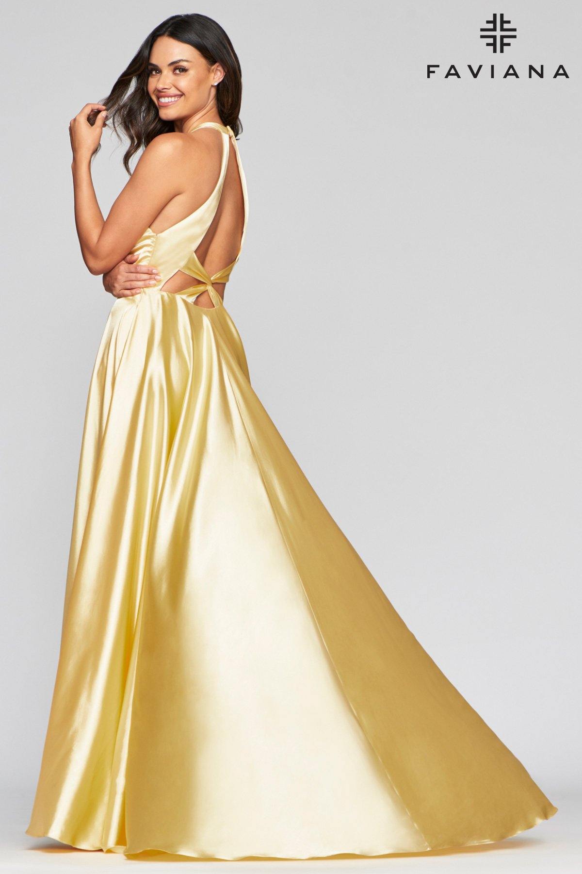 Faviana S10403 Long Bridesmaids Halter Prom Dress - The Dress Outlet Faviana