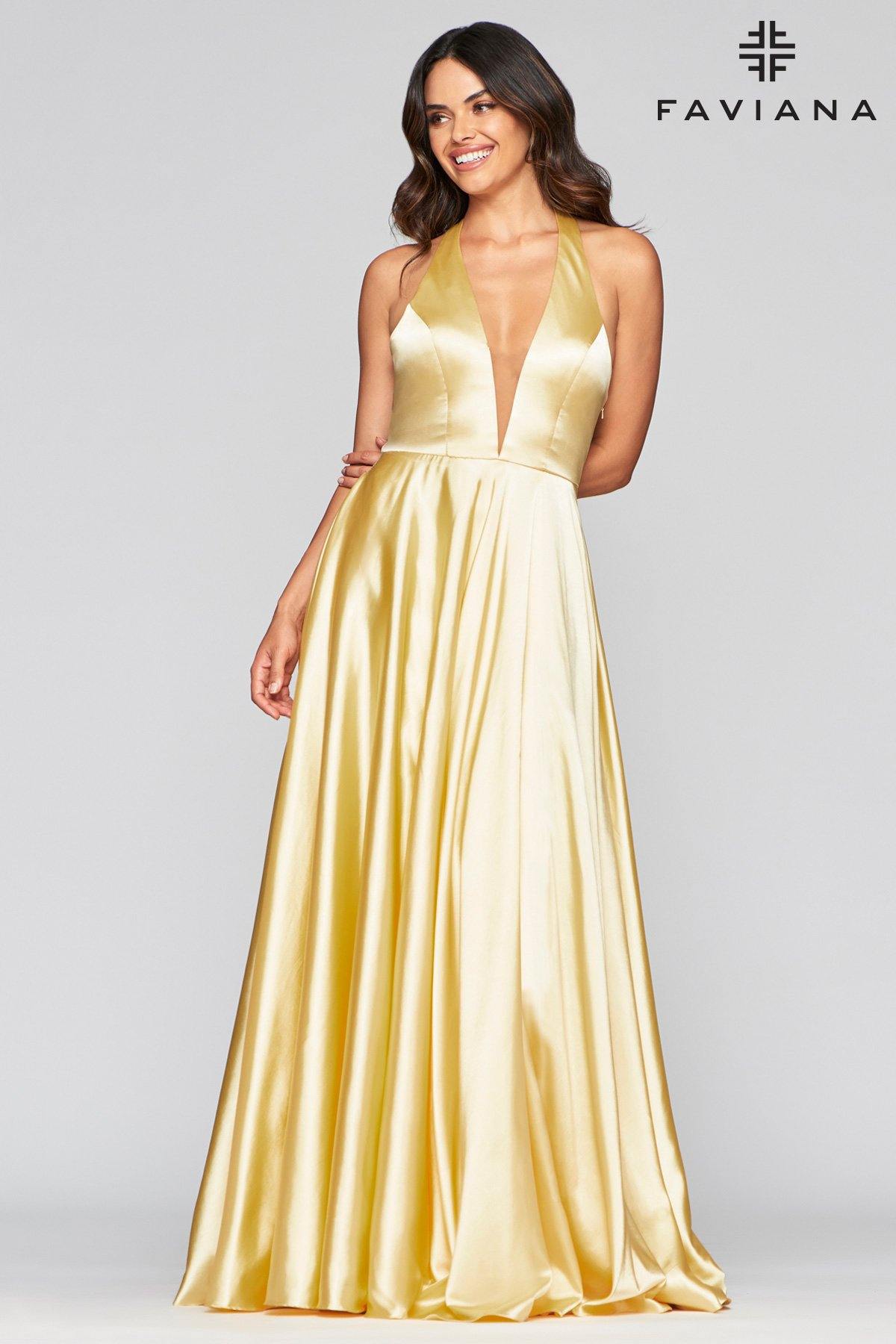 Faviana S10403 Long Bridesmaids Halter Prom Dress - The Dress Outlet Faviana