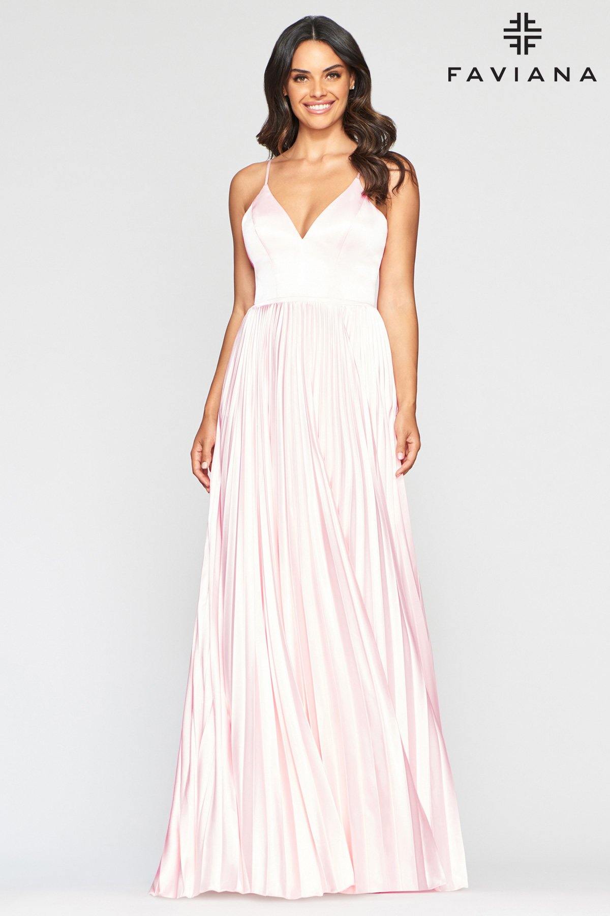 Faviana S10404 Long Formal Pleated Prom Dress - The Dress Outlet Faviana