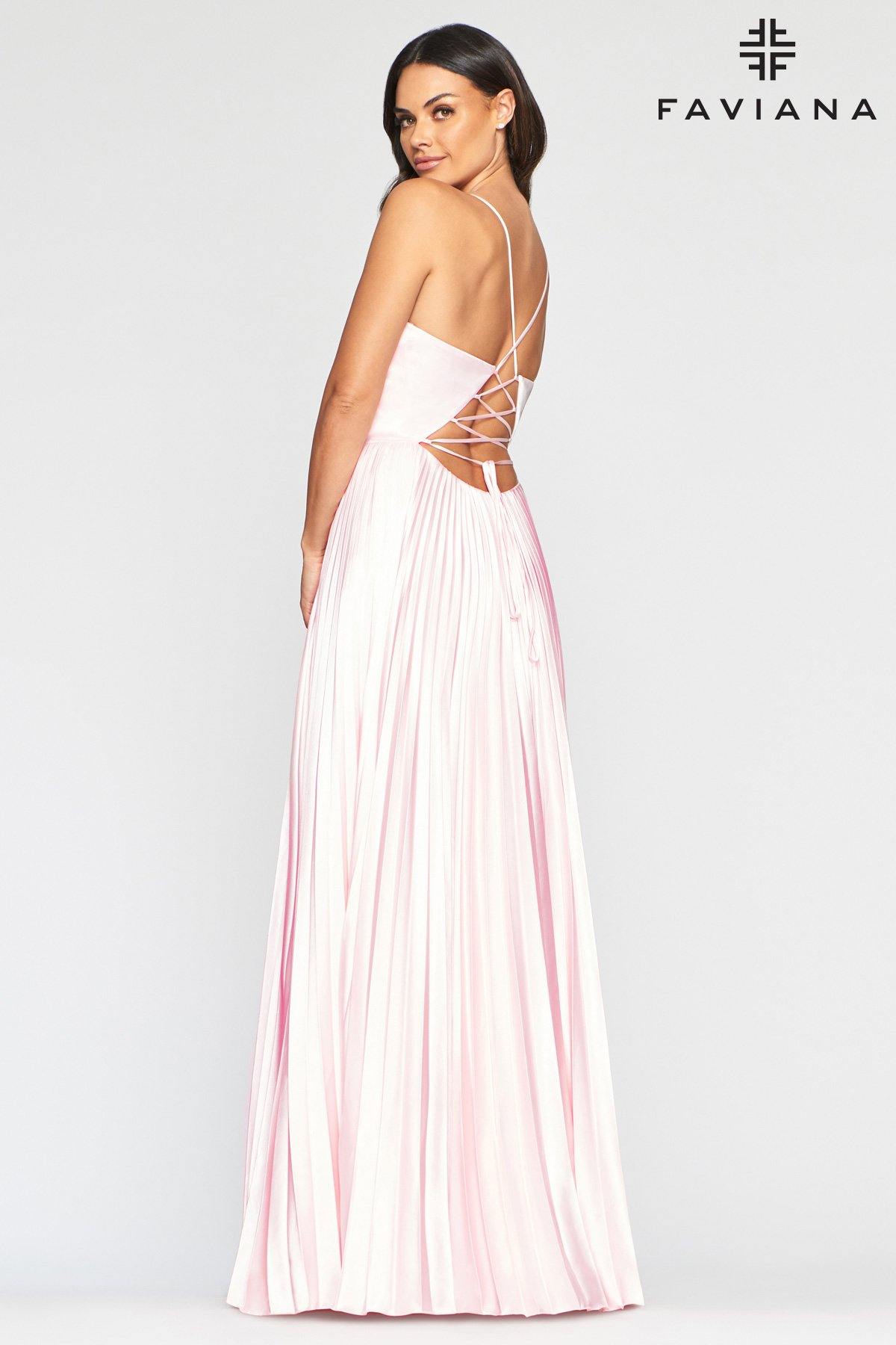 Faviana S10404 Long Formal Pleated Prom Dress - The Dress Outlet Faviana