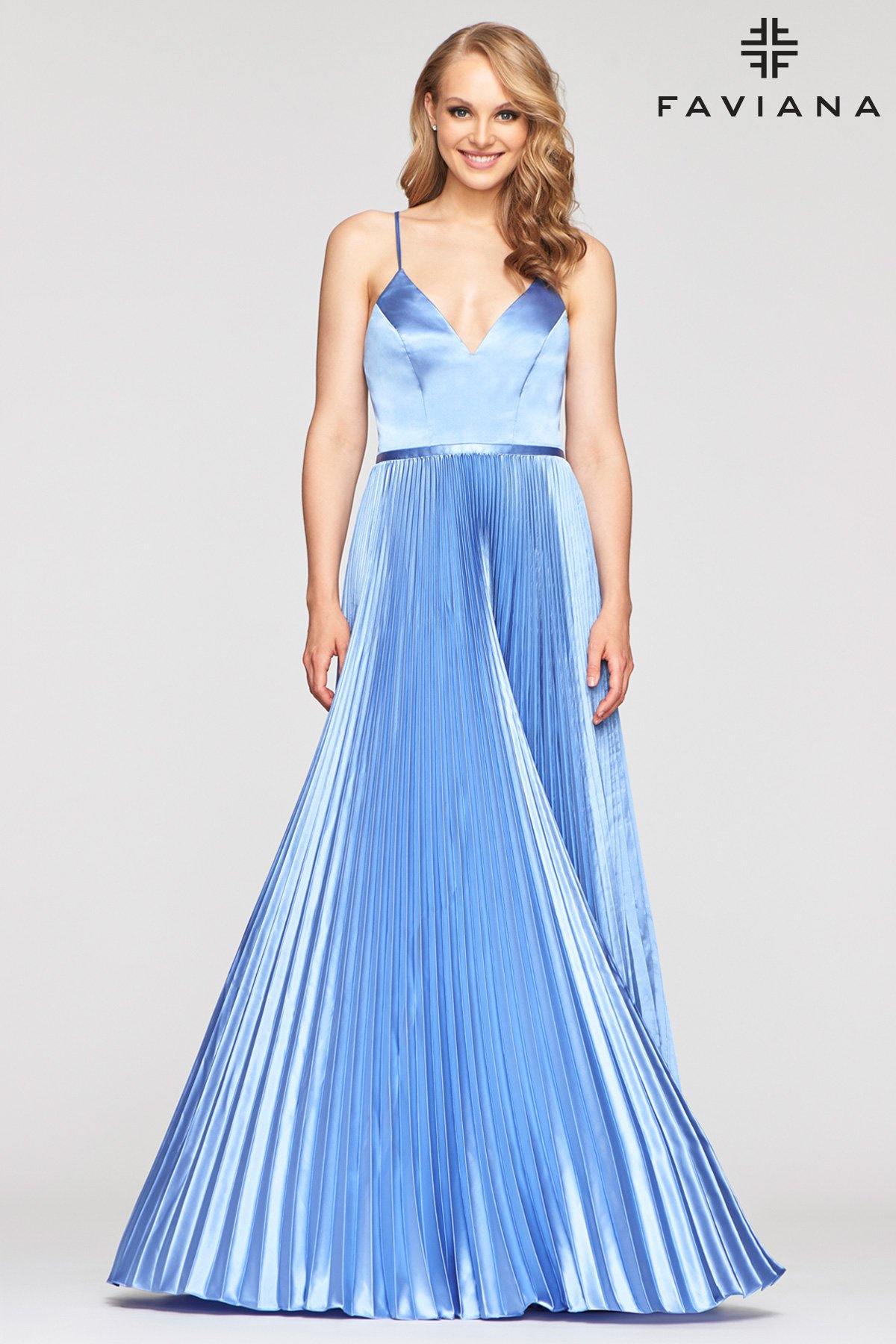 Faviana S10404 Long Formal Pleated Prom Dress - The Dress Outlet Faviana