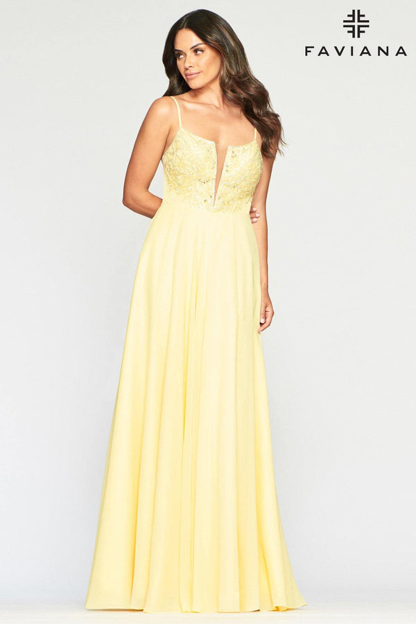 Faviana S10415 Long Beaded Chiffon Prom Dress