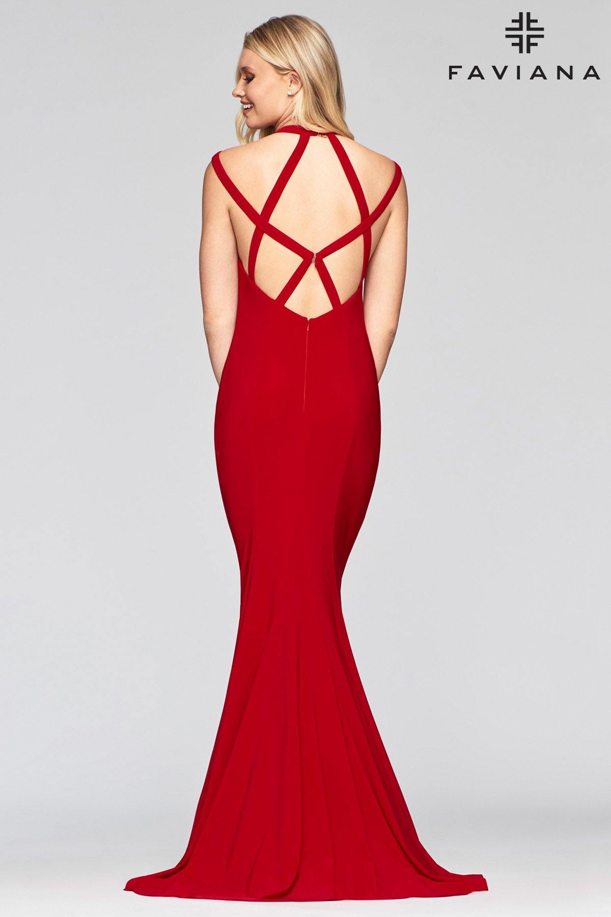 Faviana S10417 Long Formal Mermaid Fit Prom Dress - The Dress Outlet Faviana