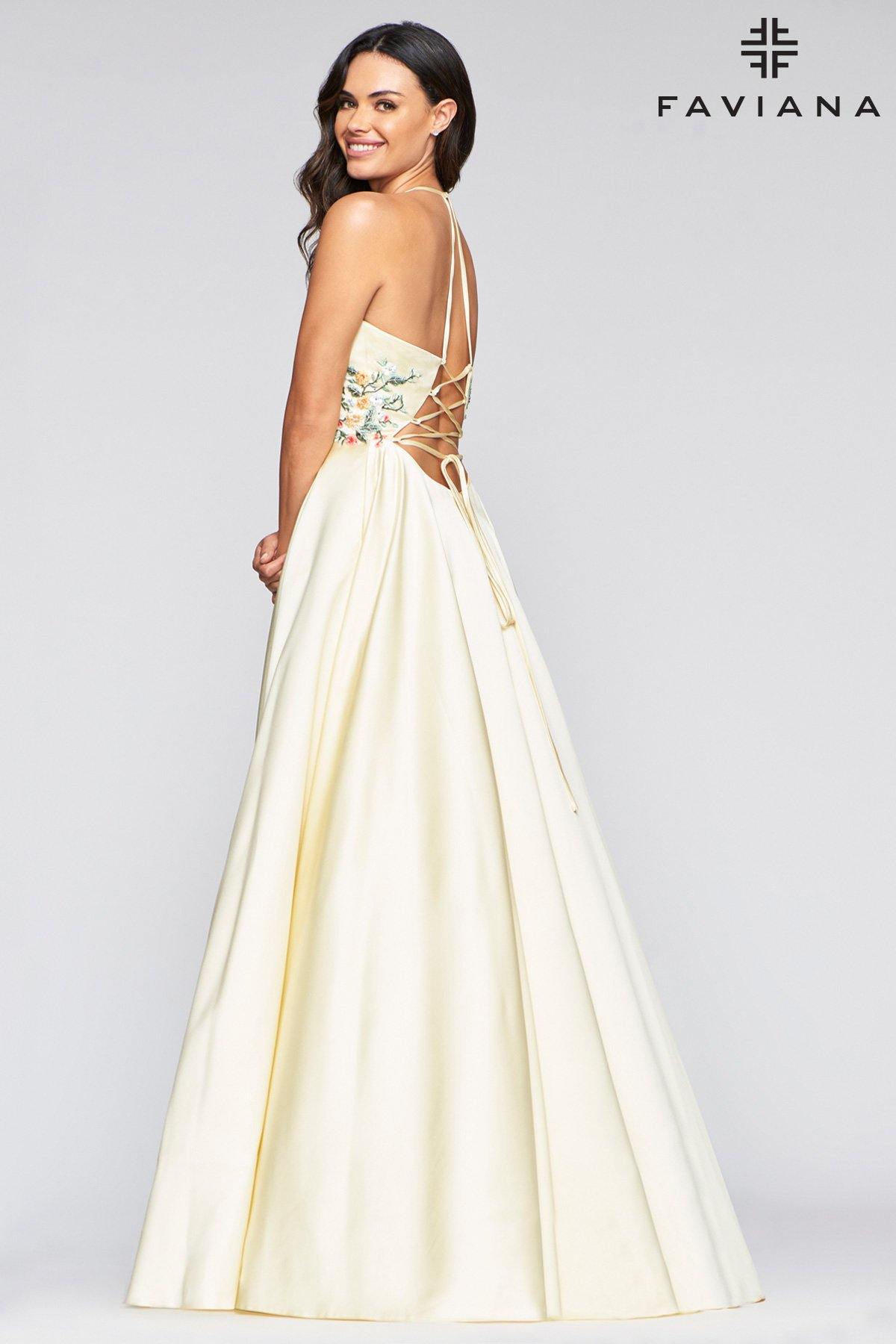 Faviana S10423 Prom Long Halter Prom Ball Gown - The Dress Outlet Faviana