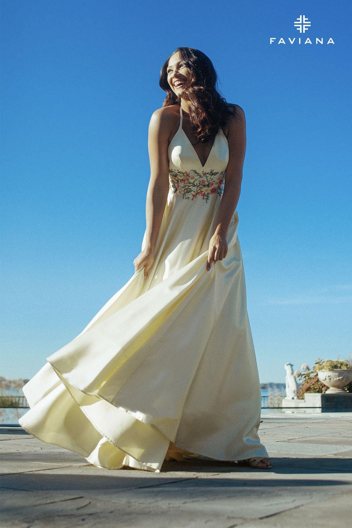 Faviana S10423 Prom Long Halter Prom Ball Gown - The Dress Outlet Faviana