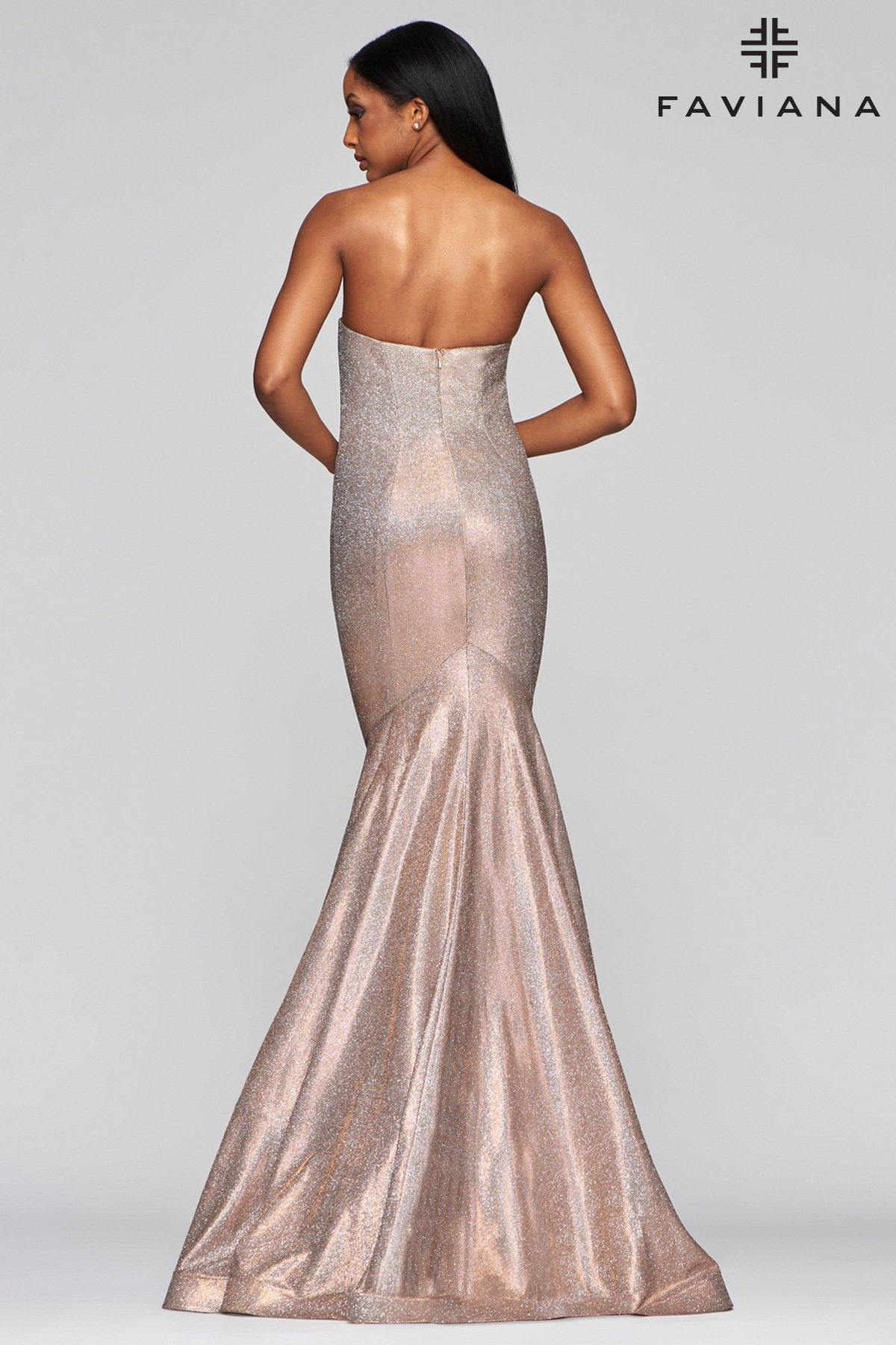 Faviana S10426 Long Formal Metallic Prom Dress - The Dress Outlet Faviana