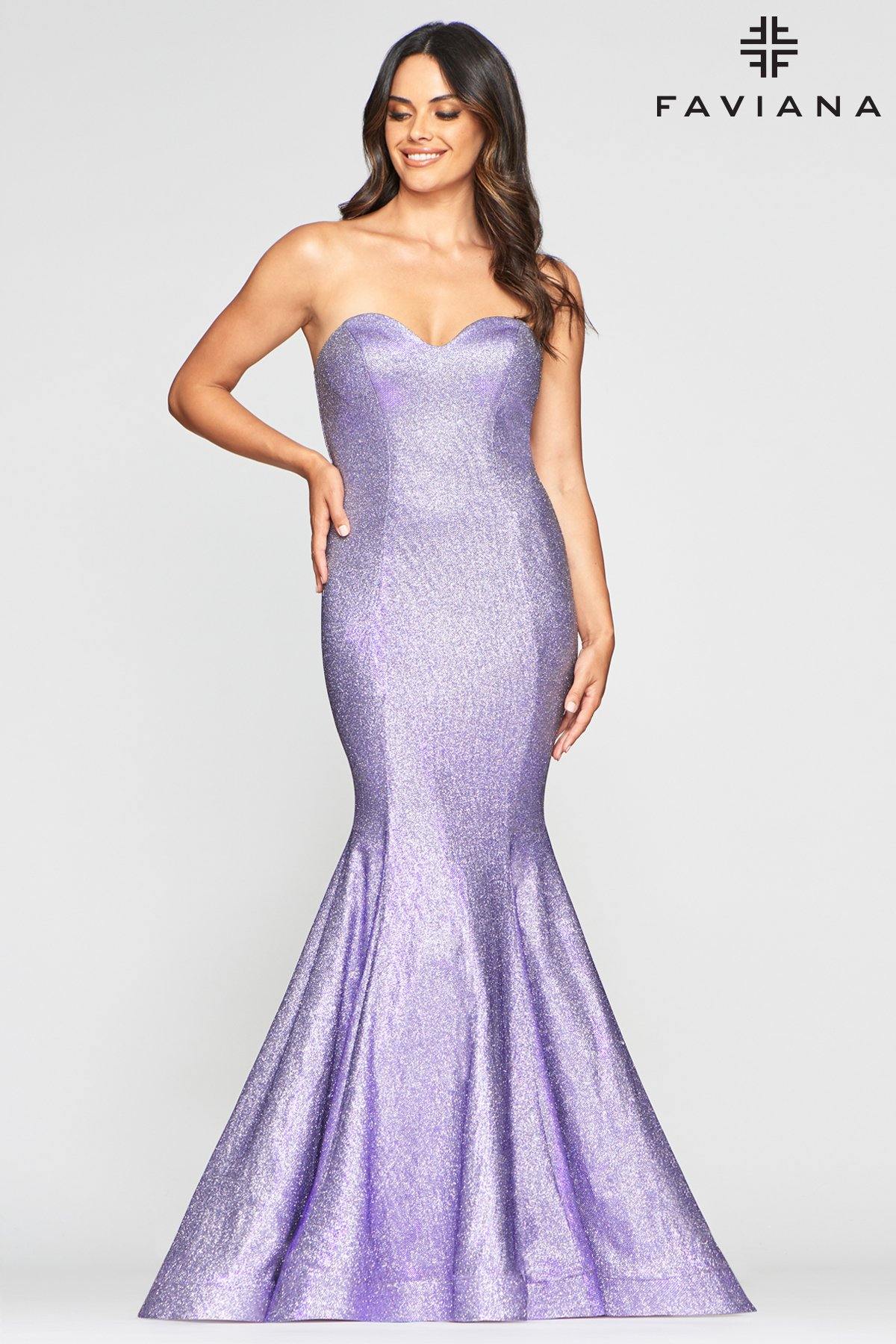 Faviana S10426 Long Formal Metallic Prom Dress - The Dress Outlet Faviana