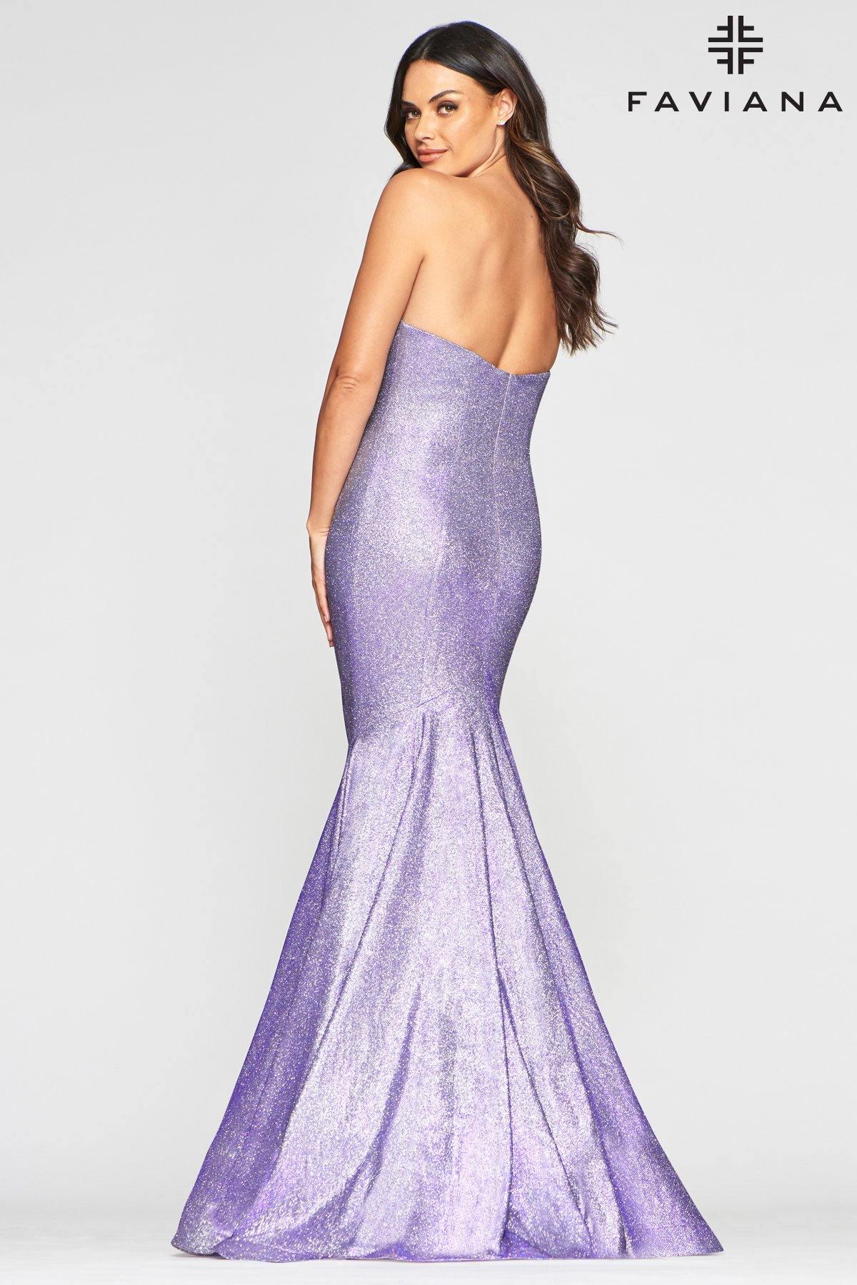 Faviana S10426 Long Formal Metallic Prom Dress - The Dress Outlet Faviana