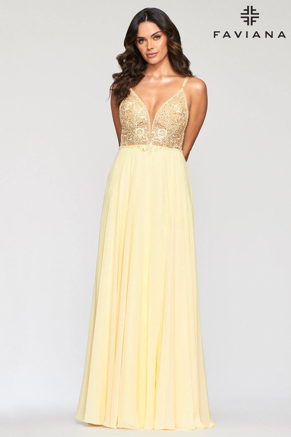 Faviana S10431 Long Formal Evening Prom Chiffon Dress