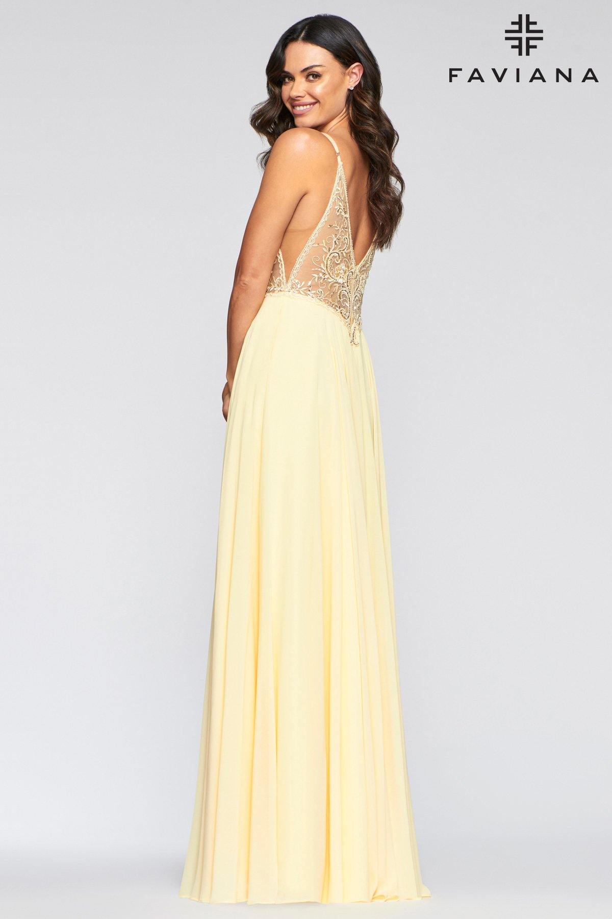 Faviana S10431 Long Formal Evening Prom Chiffon Dress - The Dress Outlet Faviana