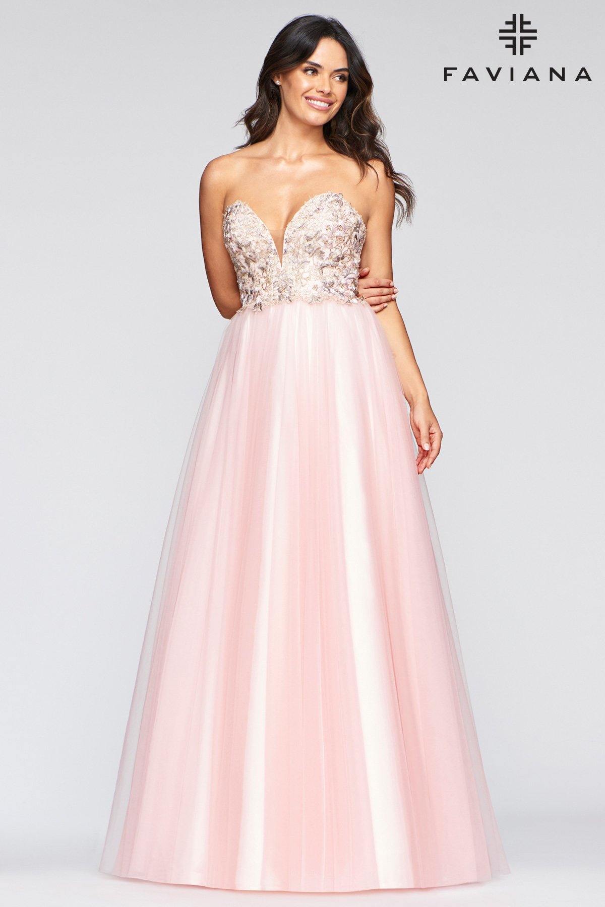 Faviana S10445 Long Formal Strapless Prom Dress - The Dress Outlet Faviana