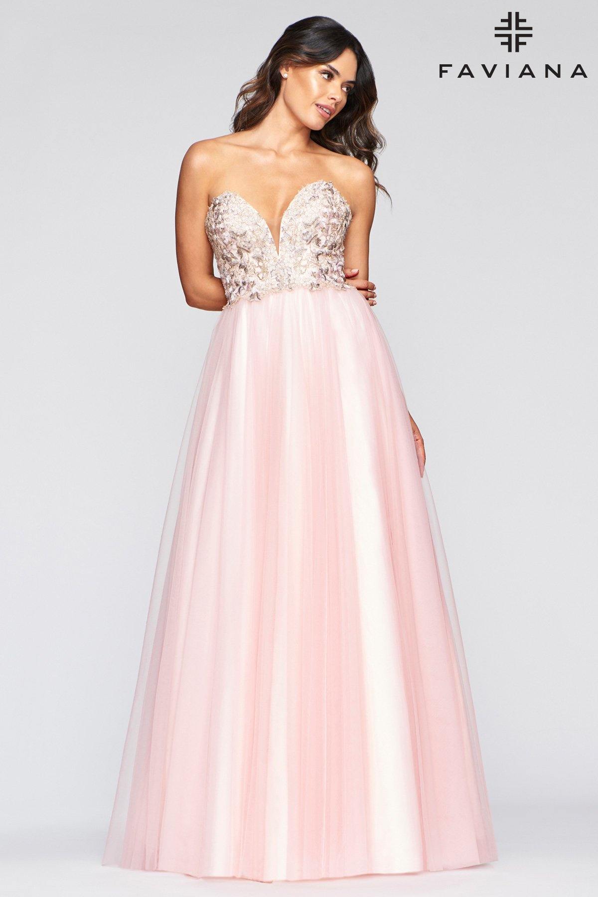 Faviana S10445 Long Formal Strapless Prom Dress - The Dress Outlet Faviana