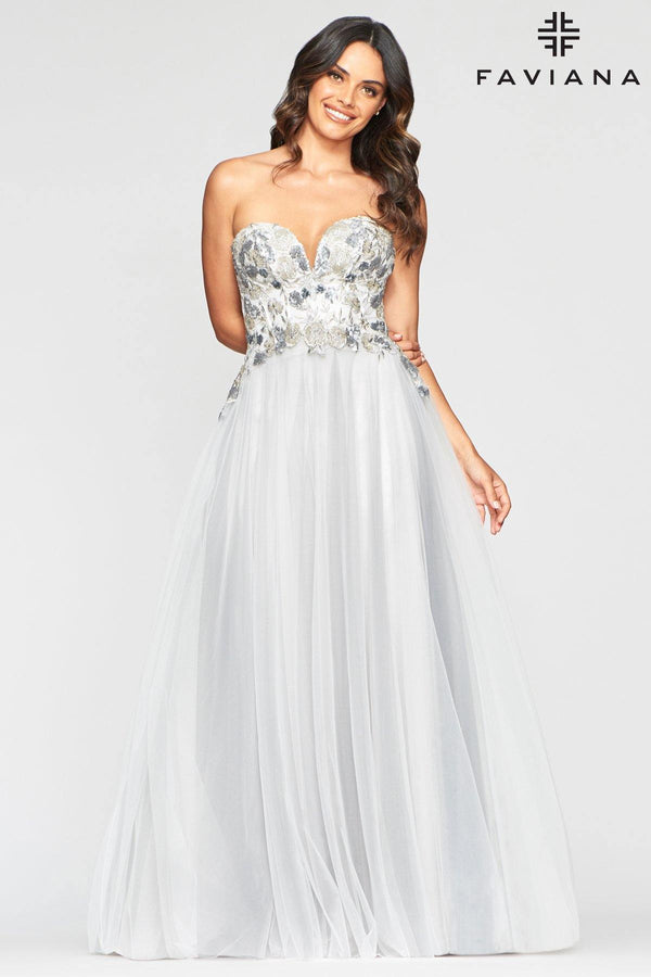 Faviana S10446 Long Strapless Formal Prom Dress