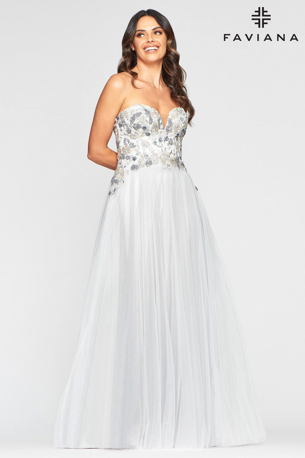 Faviana S10446 Long Strapless Formal Prom Dress - The Dress Outlet Faviana