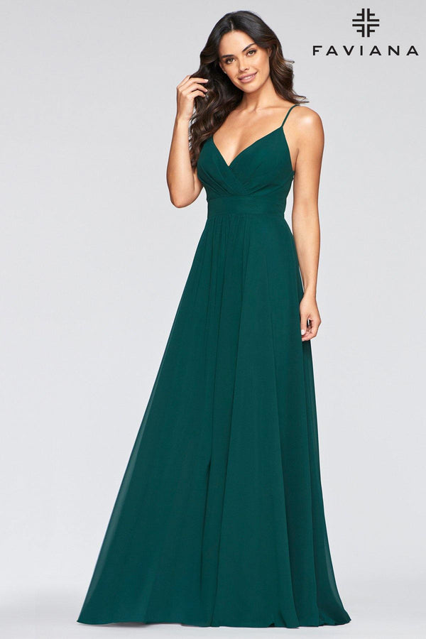 Faviana S10466 Long Bridesmaids Chiffon Prom Dress