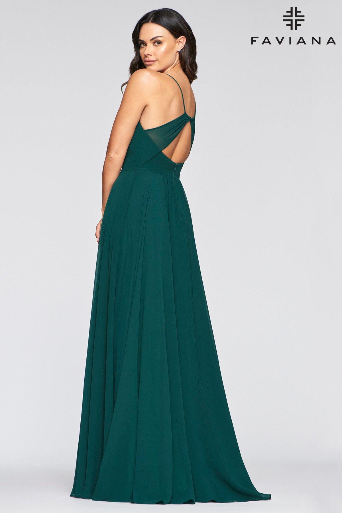 Faviana S10466 Long Bridesmaids Chiffon Prom Dress - The Dress Outlet Faviana