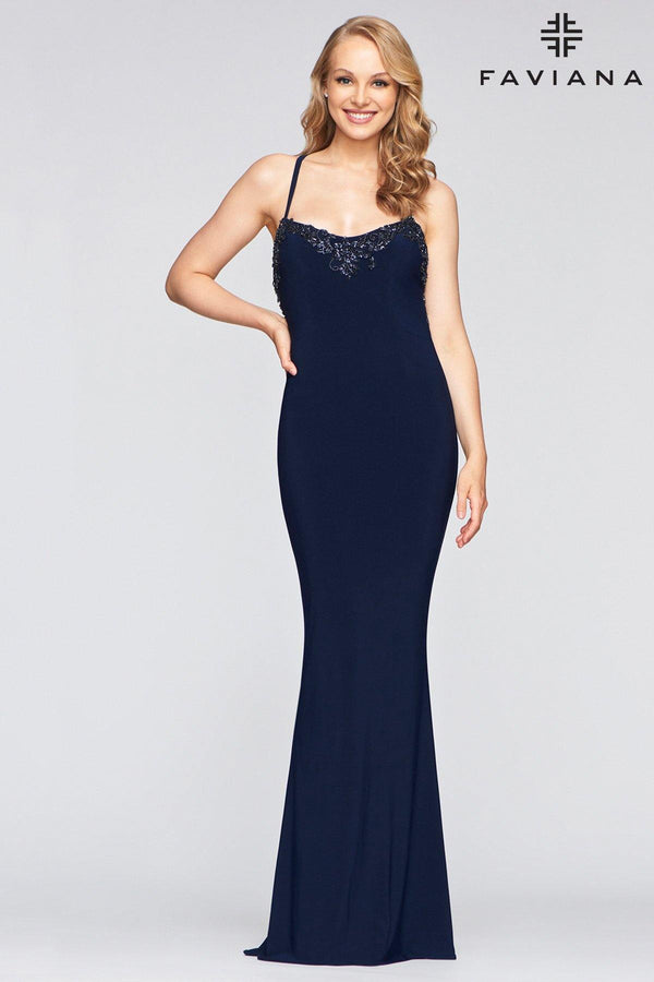 Faviana S10468 Long Formal Fitted Evening Prom Gown
