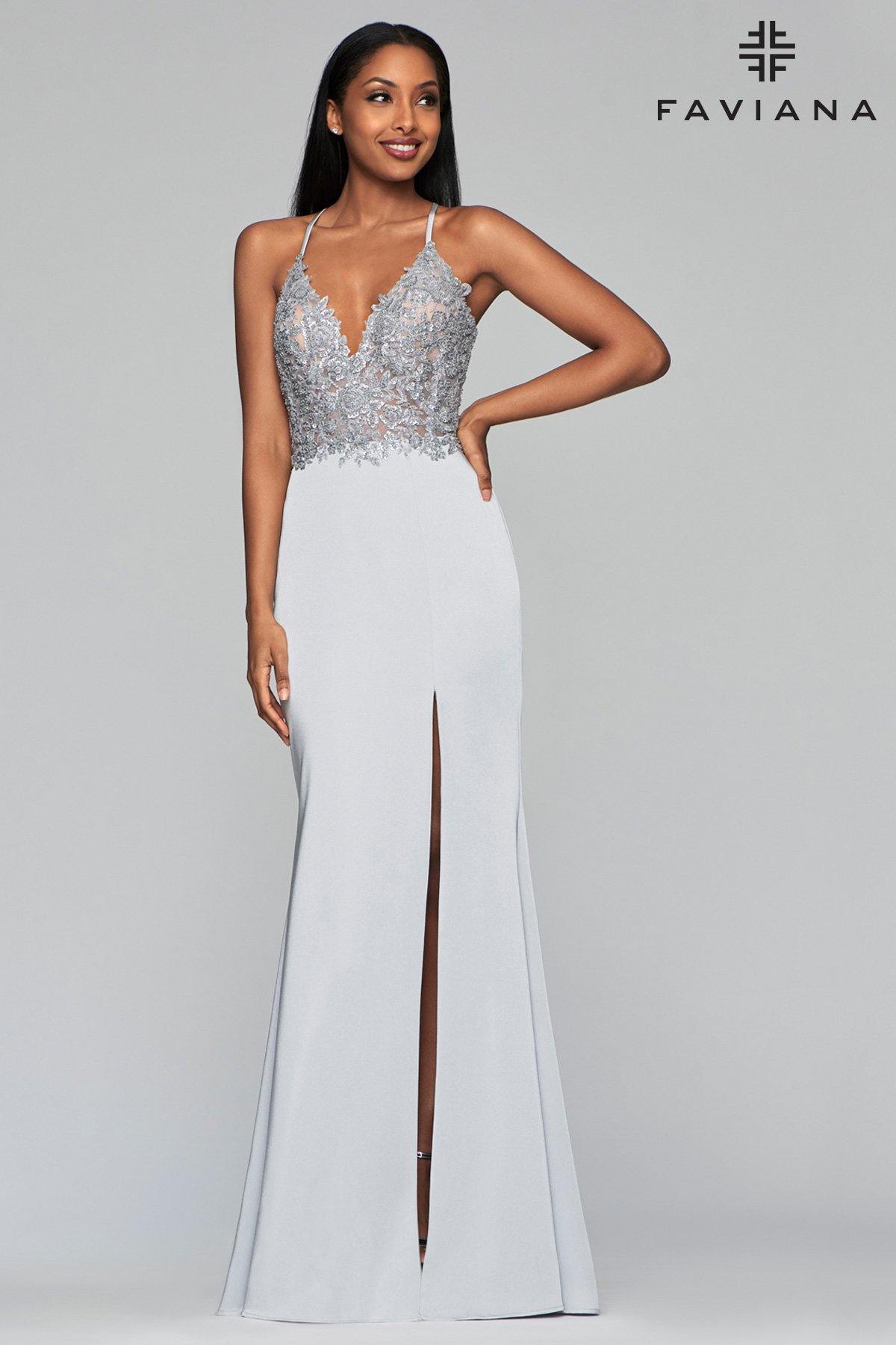 Faviana S10476 Long Formal Halter Fitted Prom Dress - The Dress Outlet Faviana