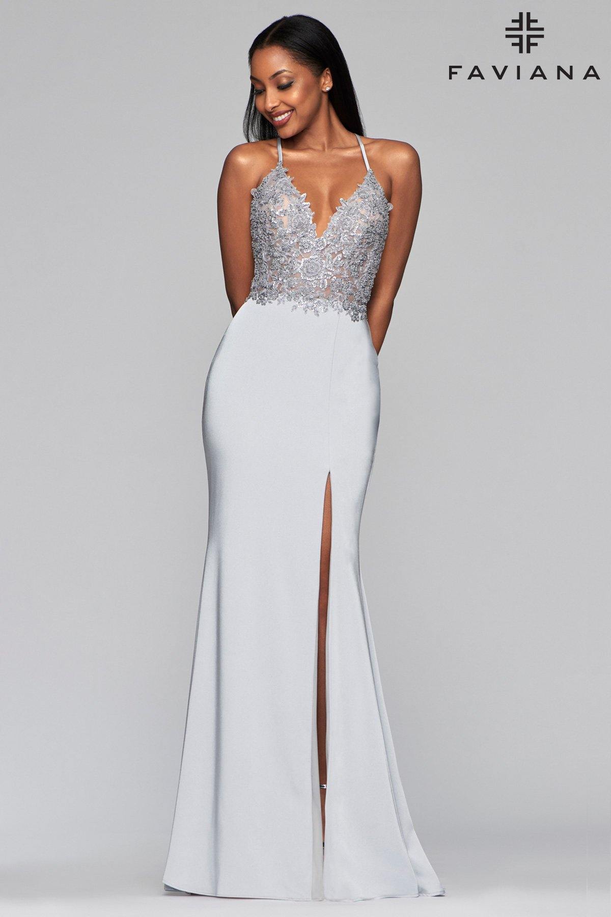 Faviana S10476 Long Formal Halter Fitted Prom Dress - The Dress Outlet Faviana
