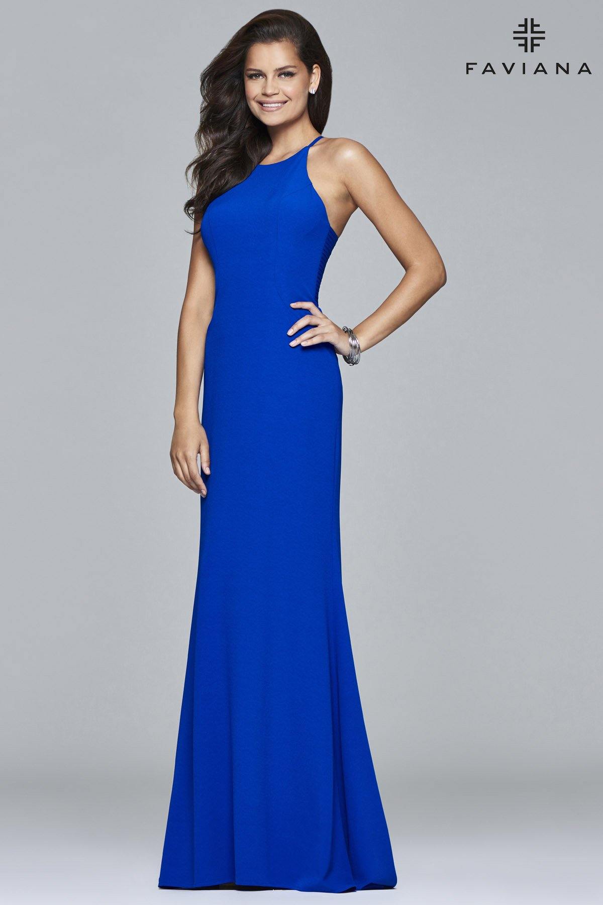 Faviana S7913 Stretch Crepe Long Formal Dress - The Dress Outlet Faviana